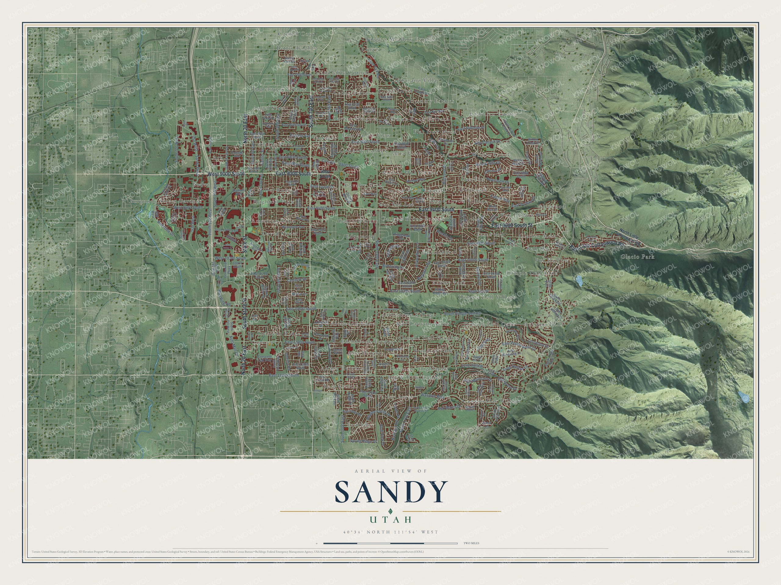 Watermarked full-map preview of Sandy, Utah