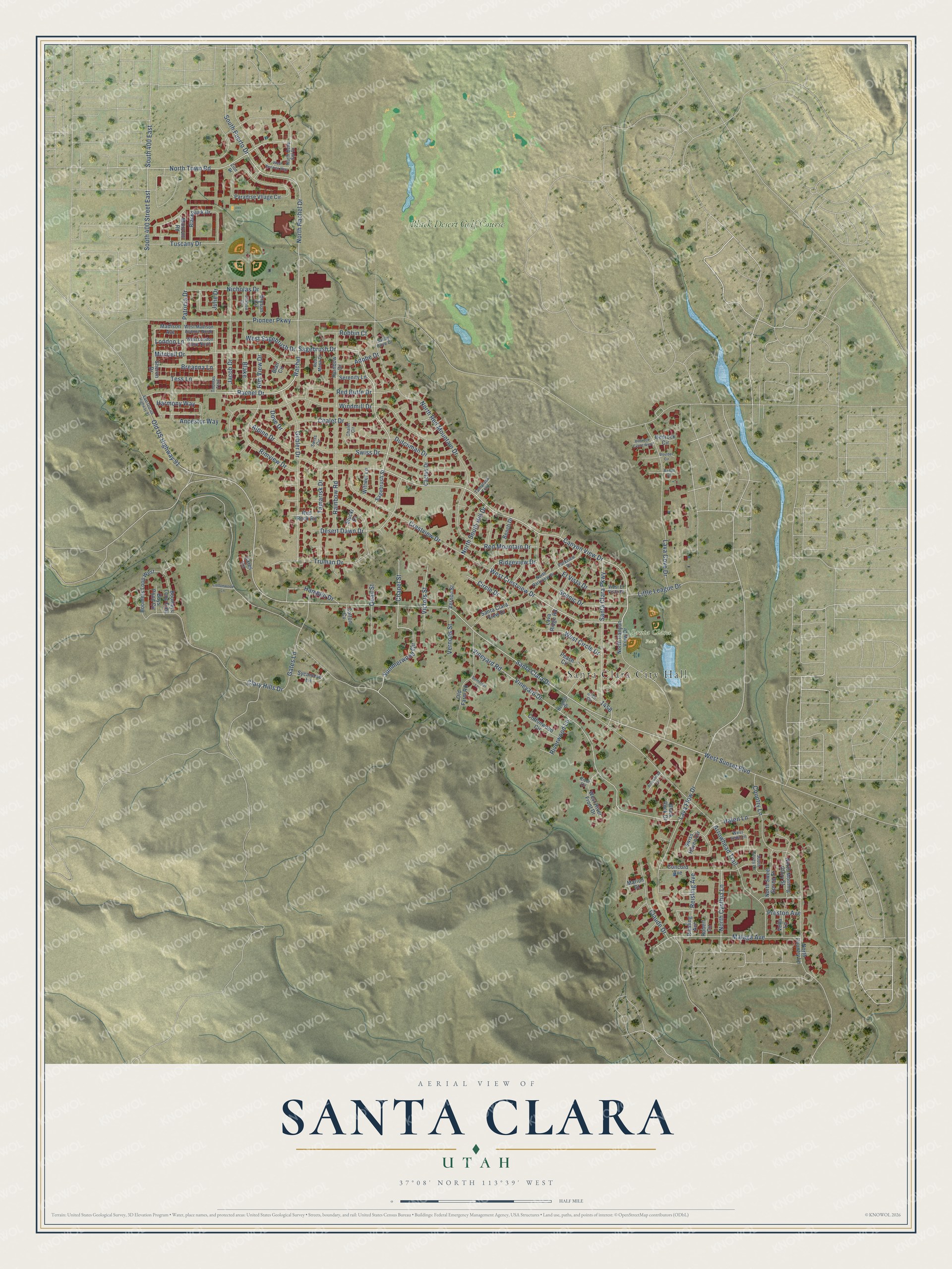 Watermarked full-map preview of Santa Clara, Utah