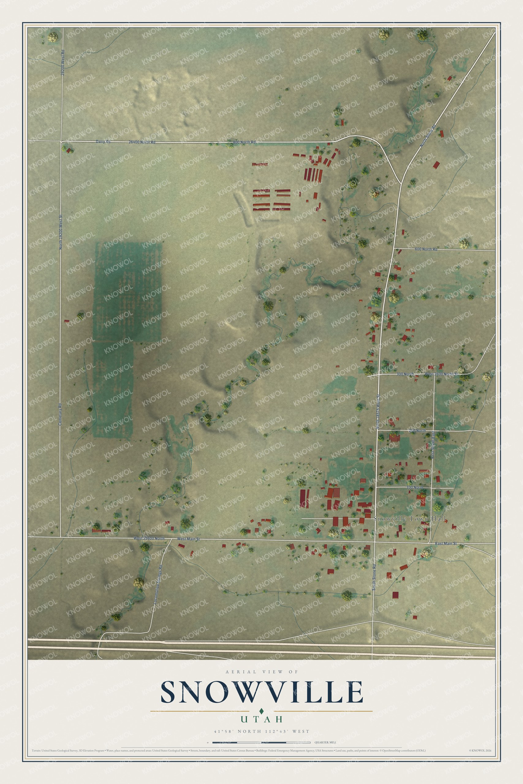 Watermarked full-map preview of Snowville, Utah