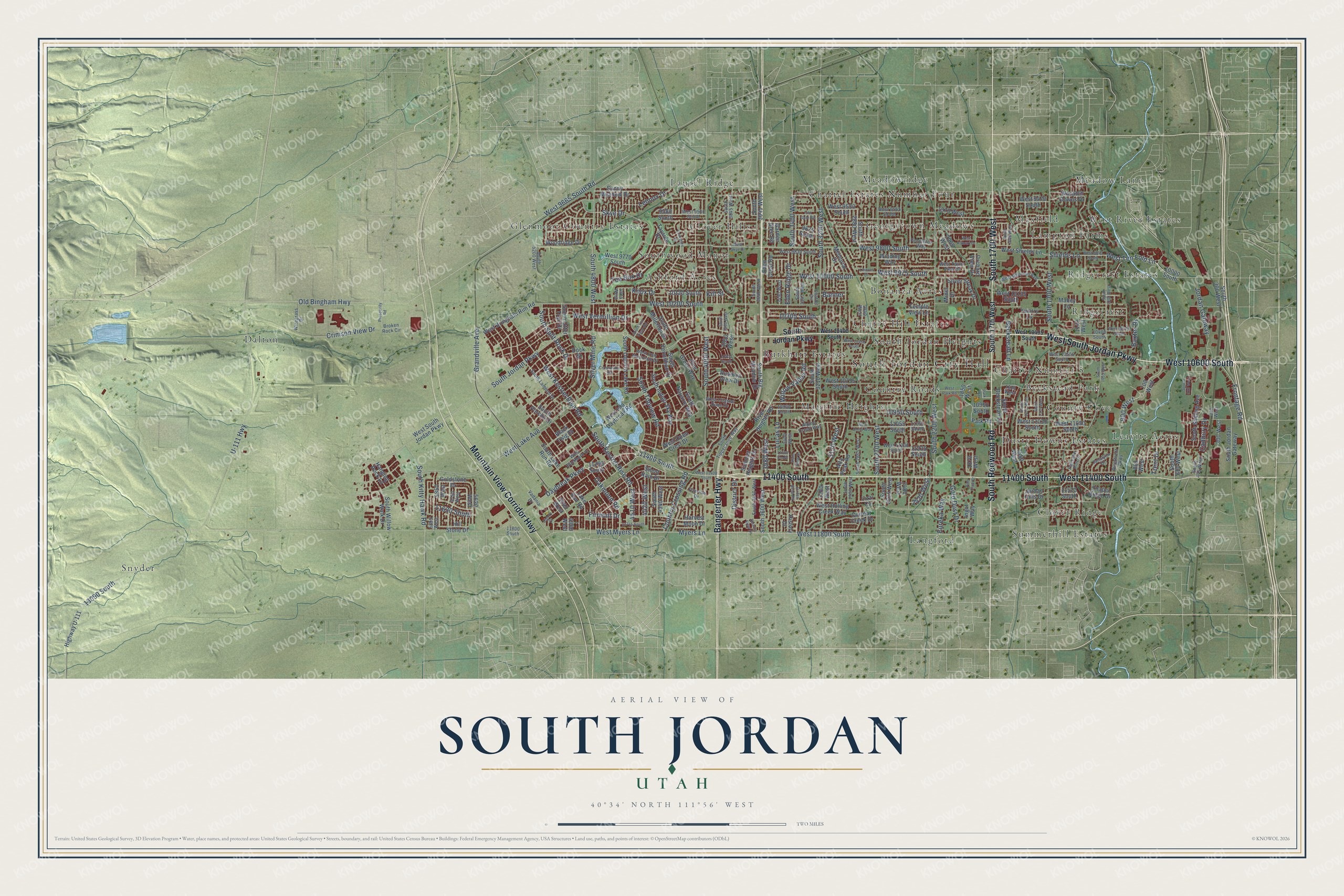 Watermarked full-map preview of South Jordan, Utah