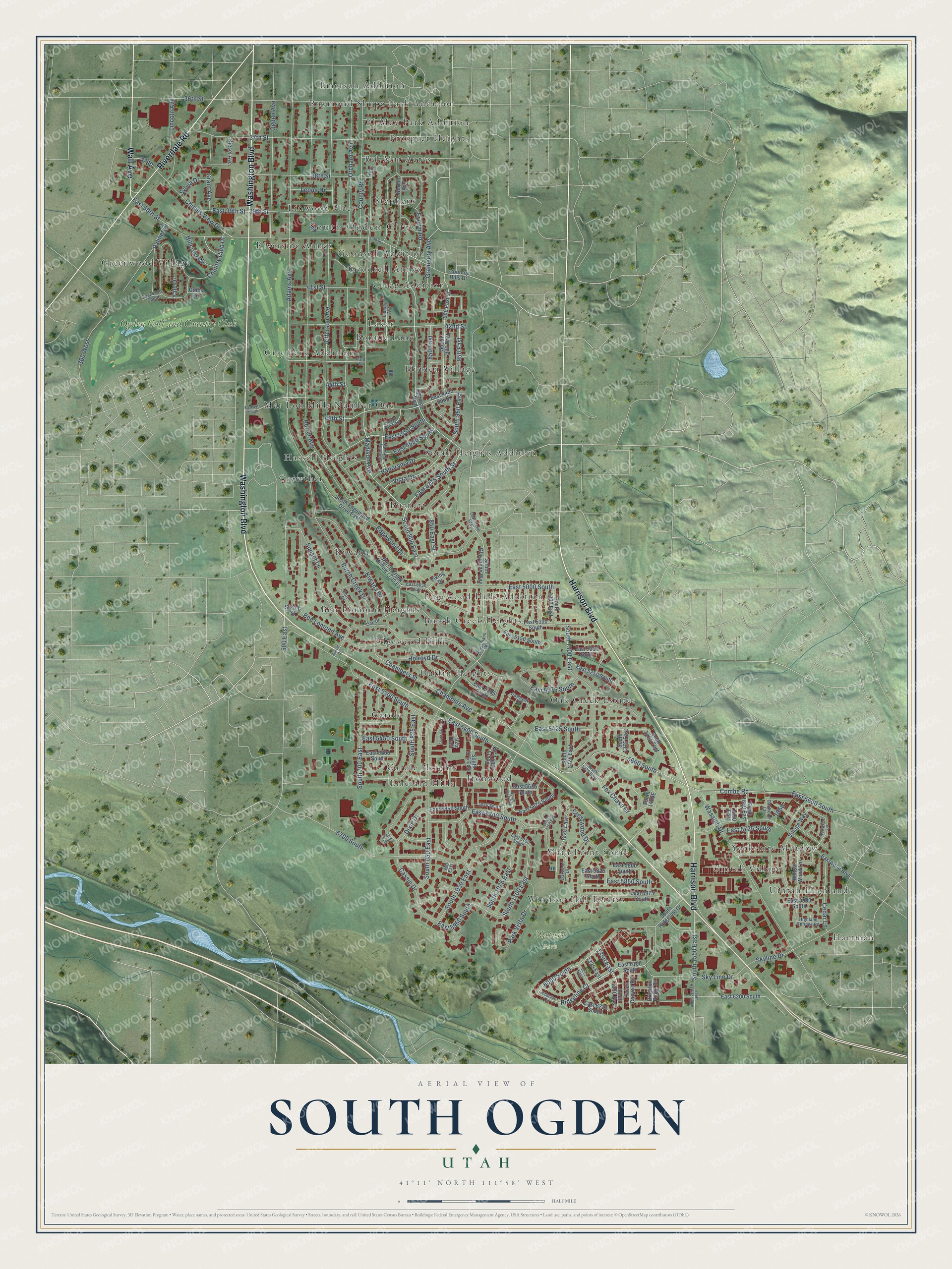 Watermarked full-map preview of South Ogden, Utah