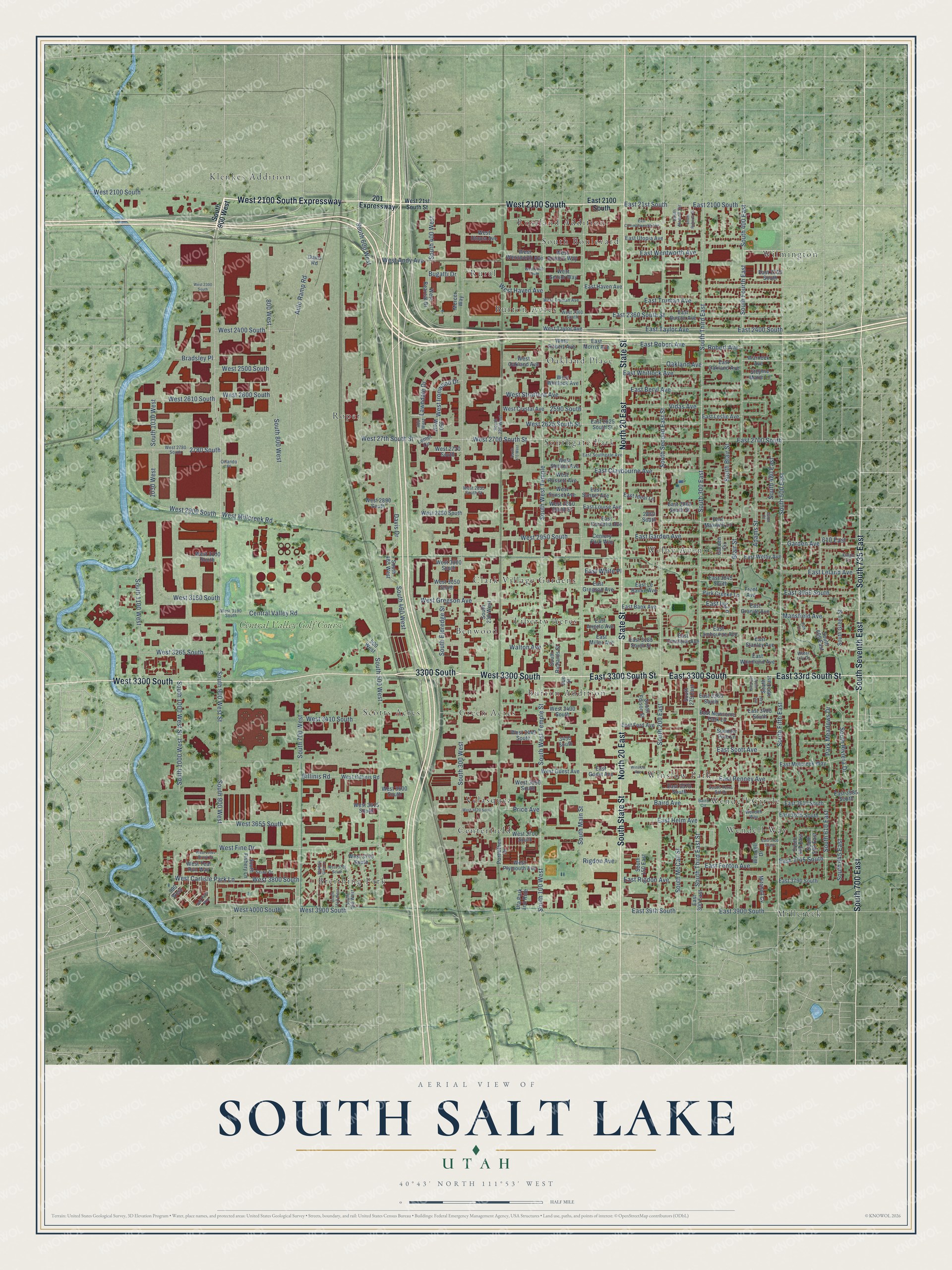 Watermarked full-map preview of South Salt Lake, Utah