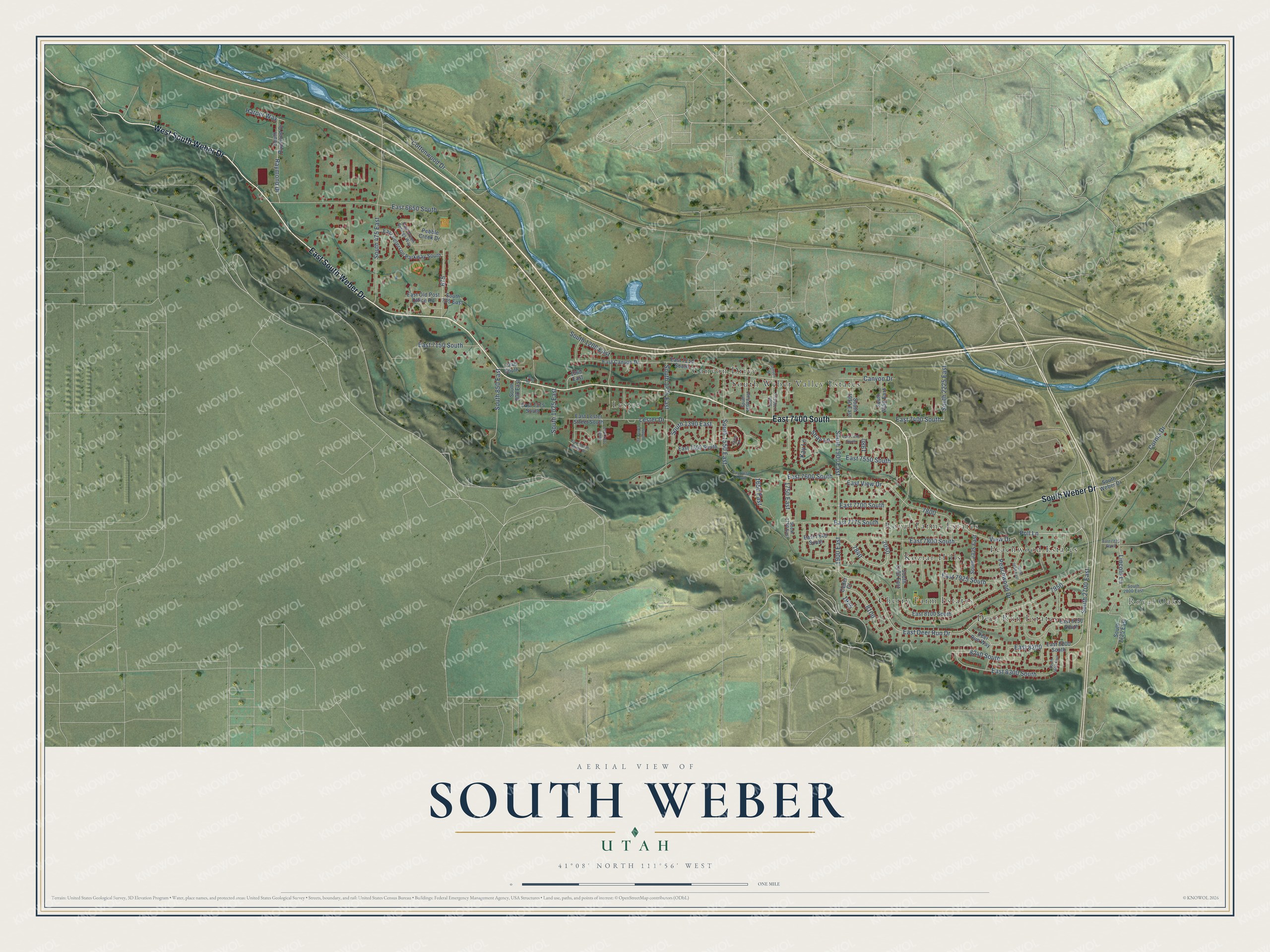 Watermarked full-map preview of South Weber, Utah