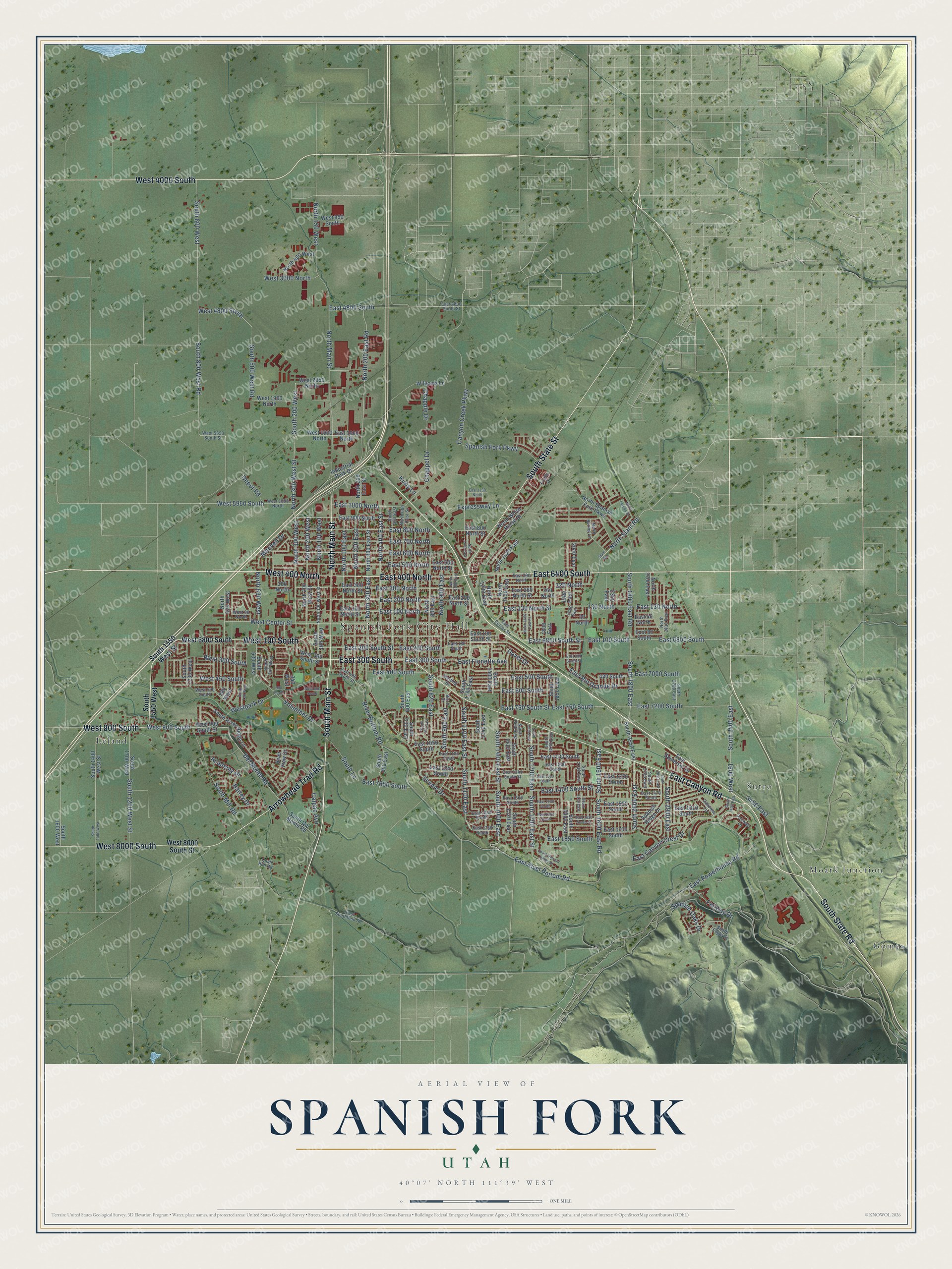 Watermarked full-map preview of Spanish Fork, Utah