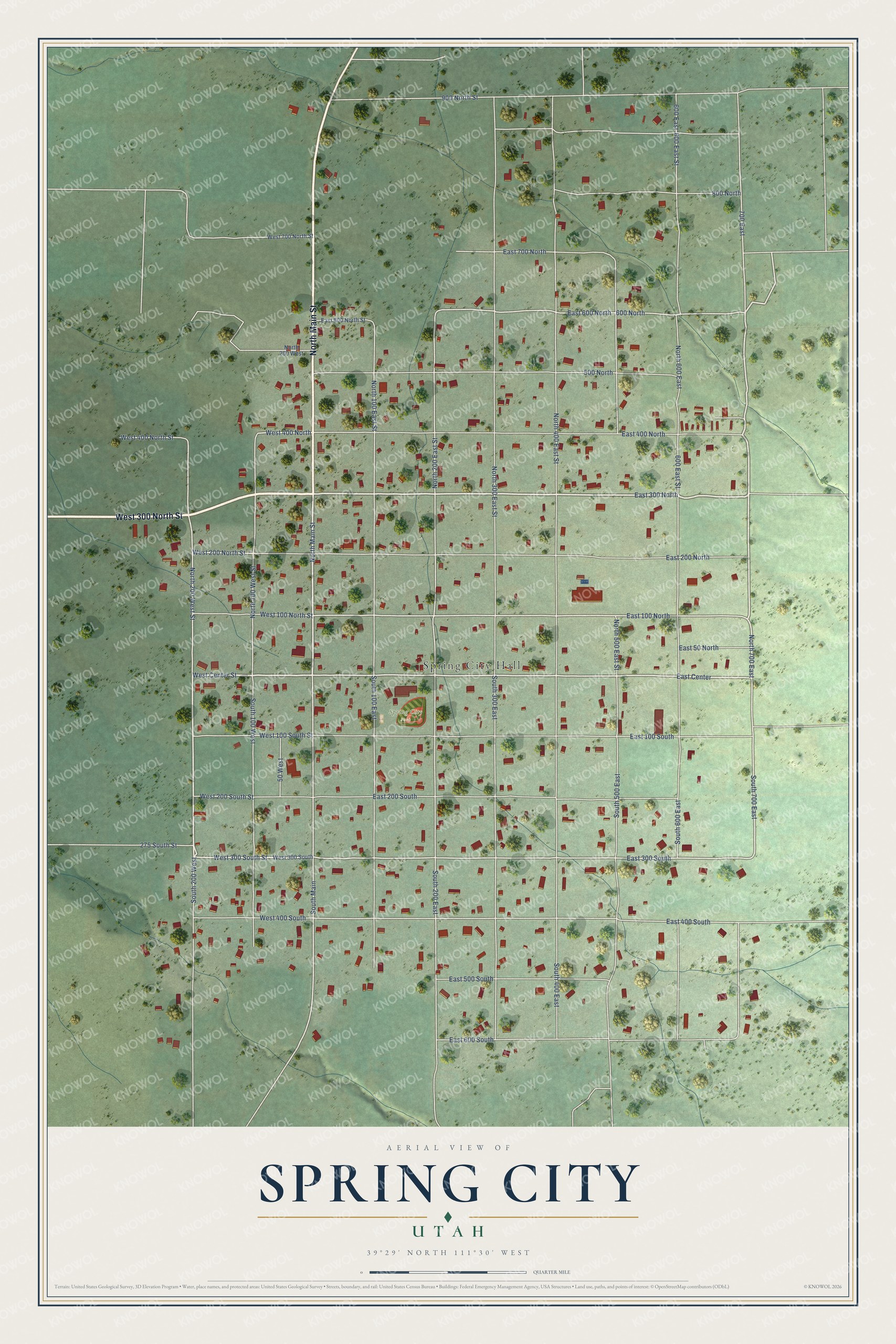 Watermarked full-map preview of Spring City, Utah