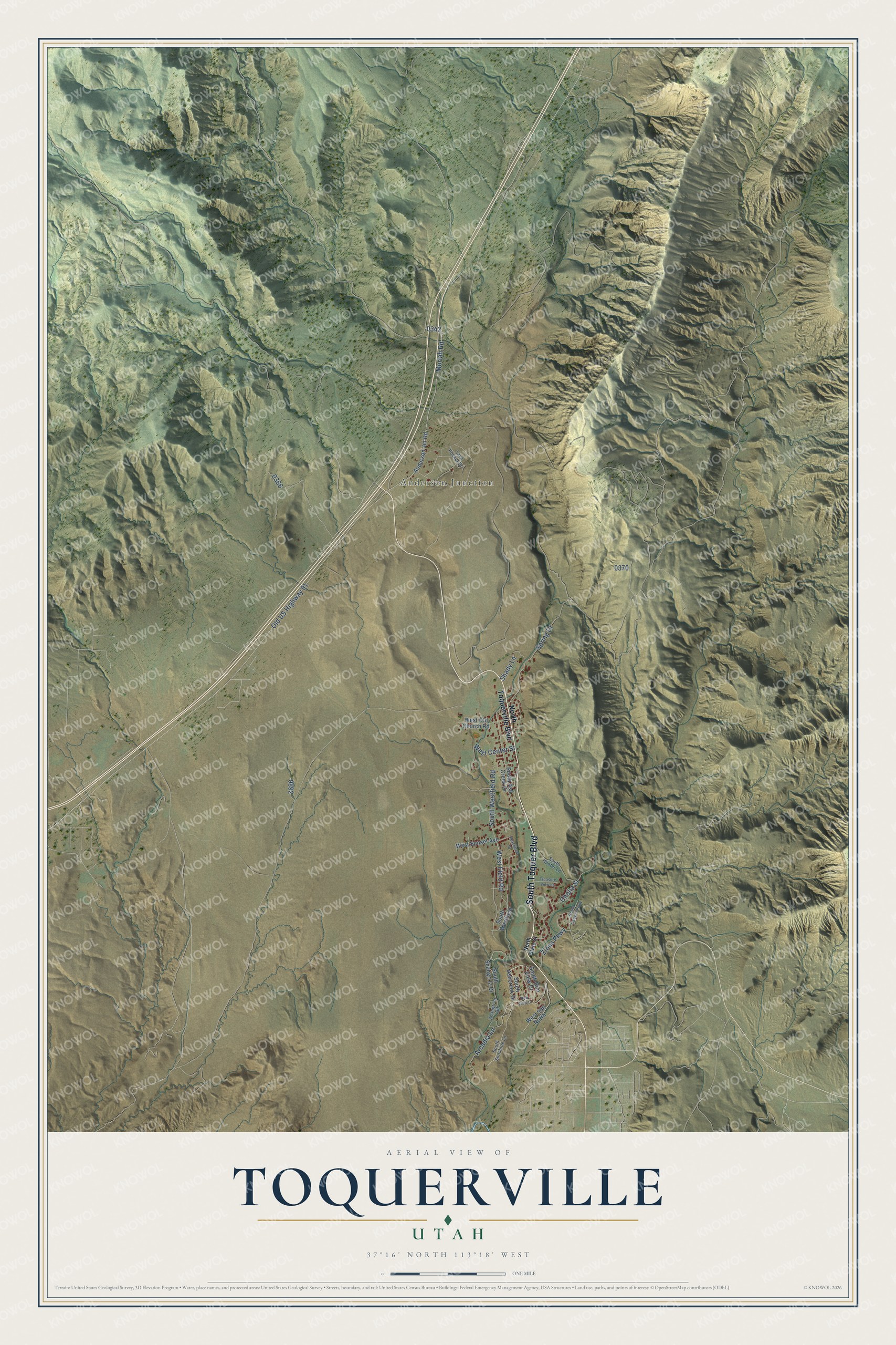 Watermarked full-map preview of Toquerville, Utah