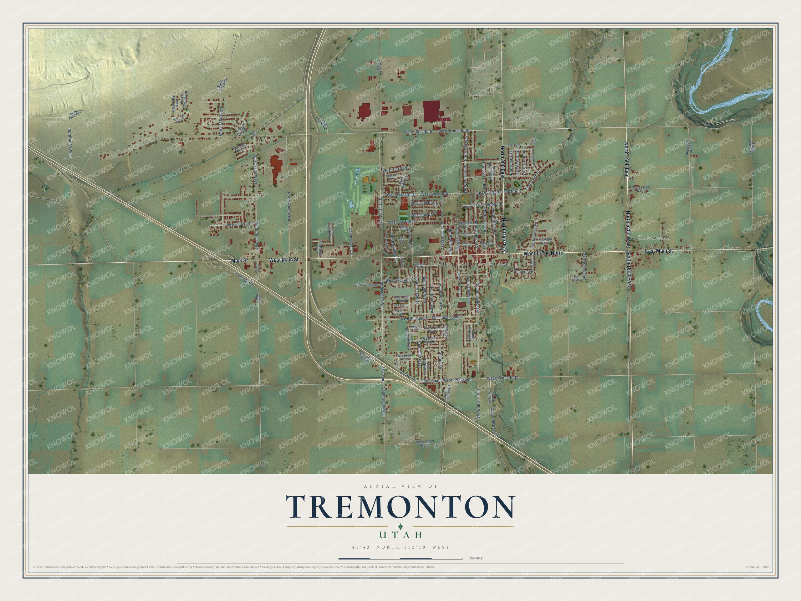 Watermarked full-map preview of Tremonton, Utah