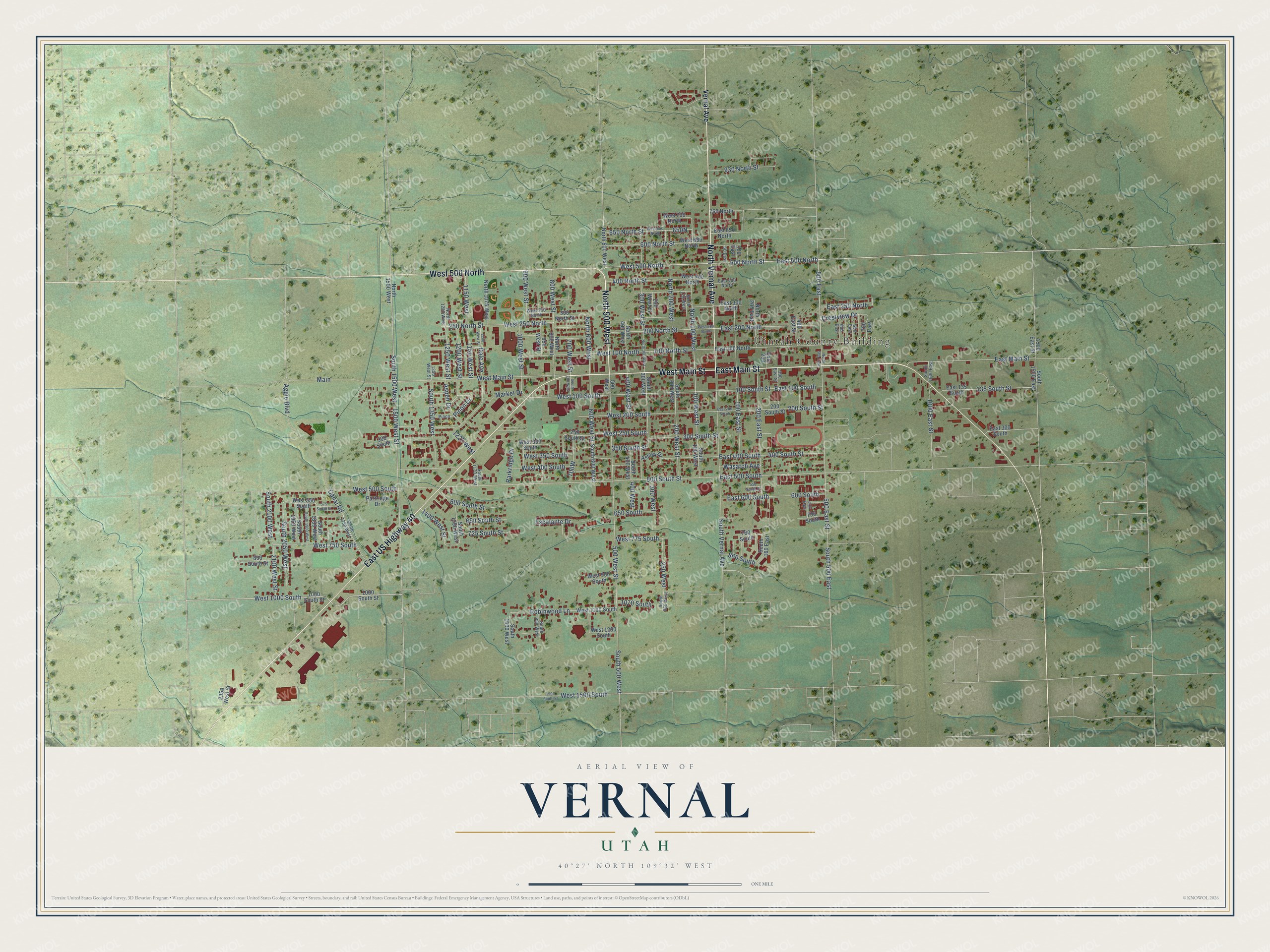 Watermarked full-map preview of Vernal, Utah