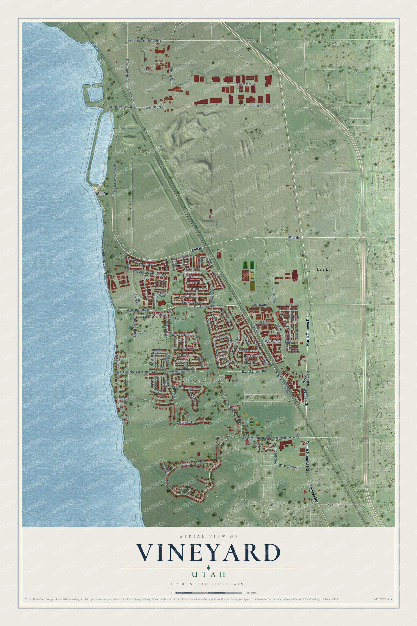 Watermarked full-map preview of Vineyard, Utah