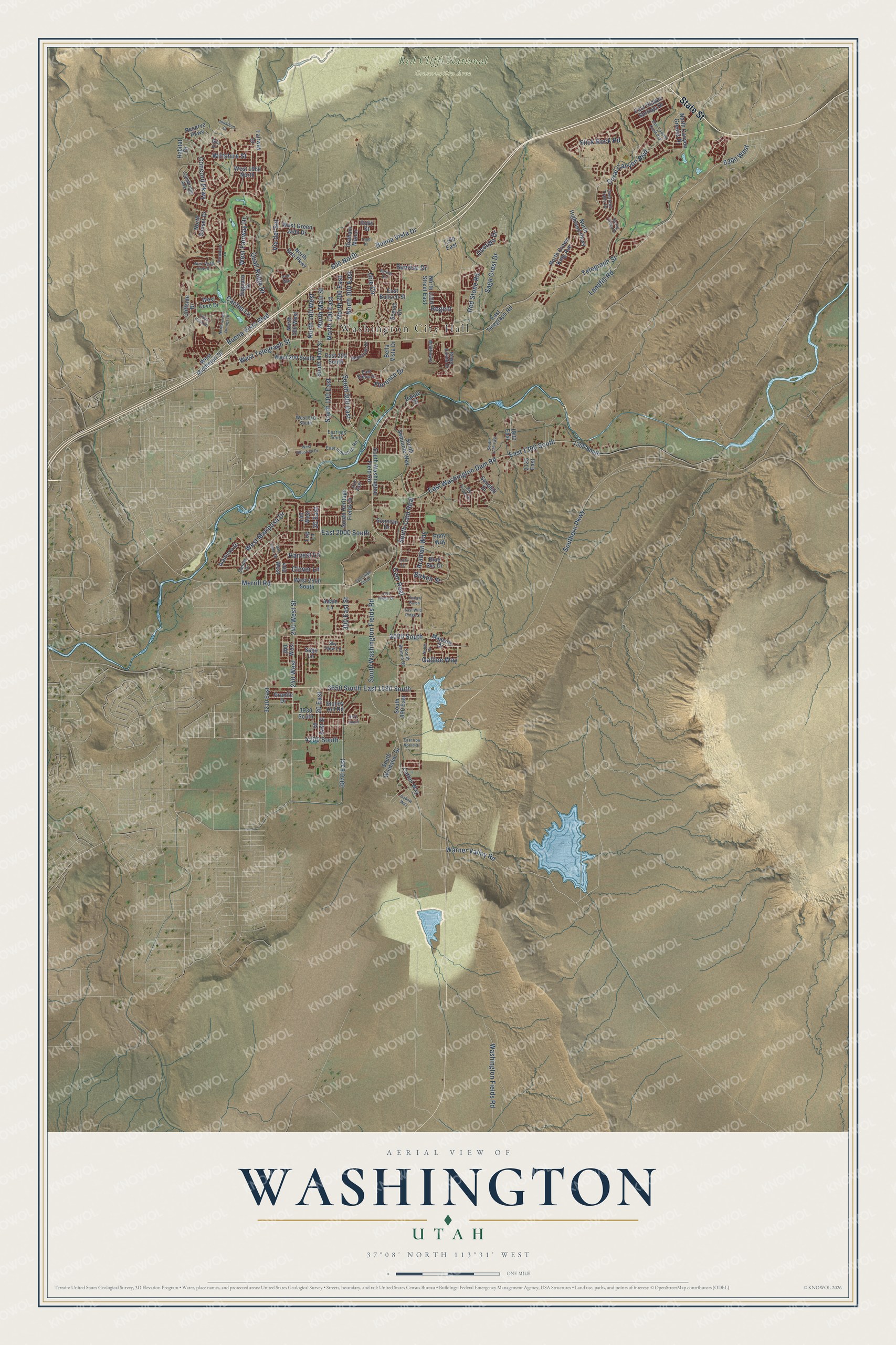 Watermarked full-map preview of Washington, Utah