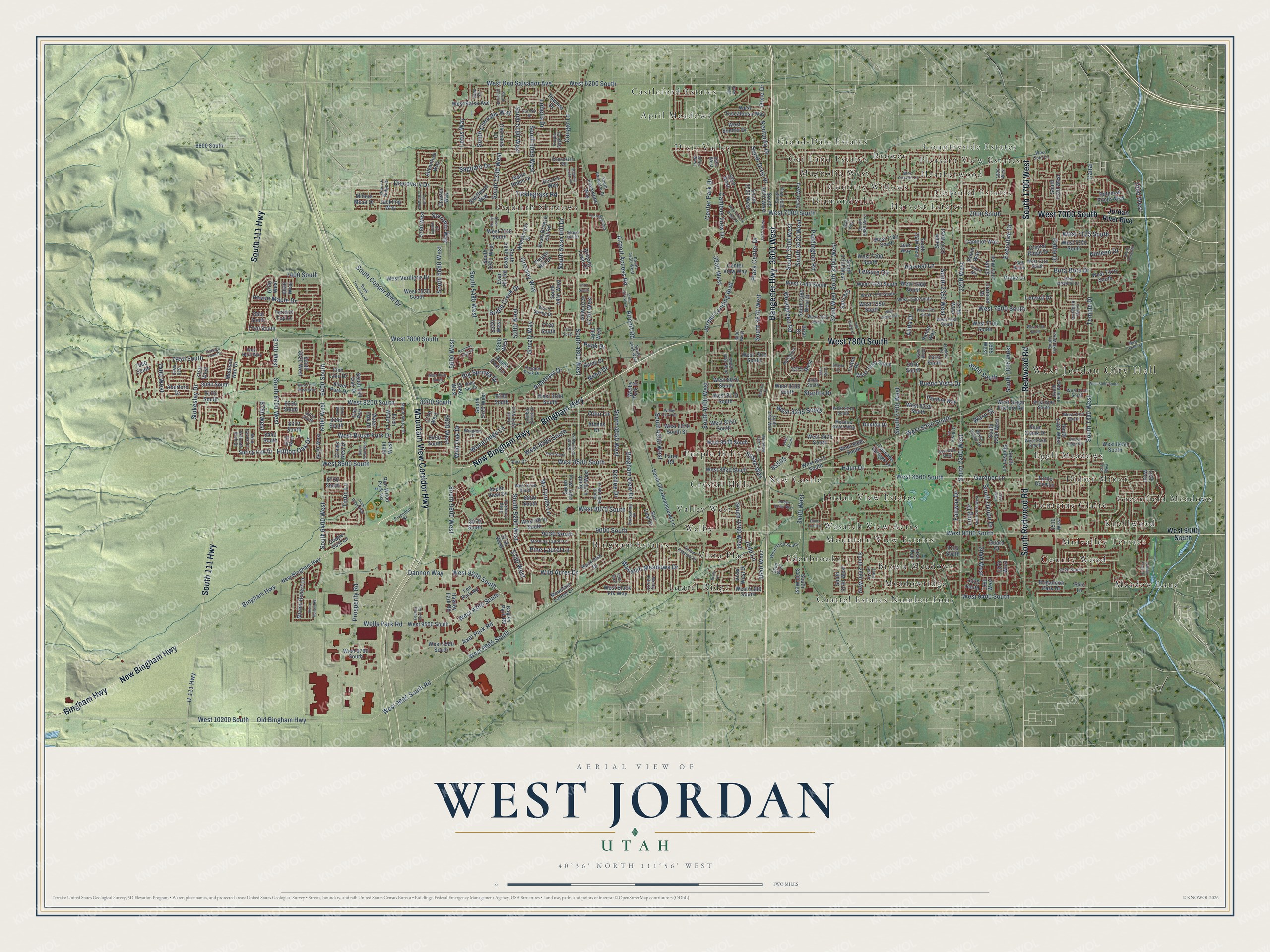 Watermarked full-map preview of West Jordan, Utah