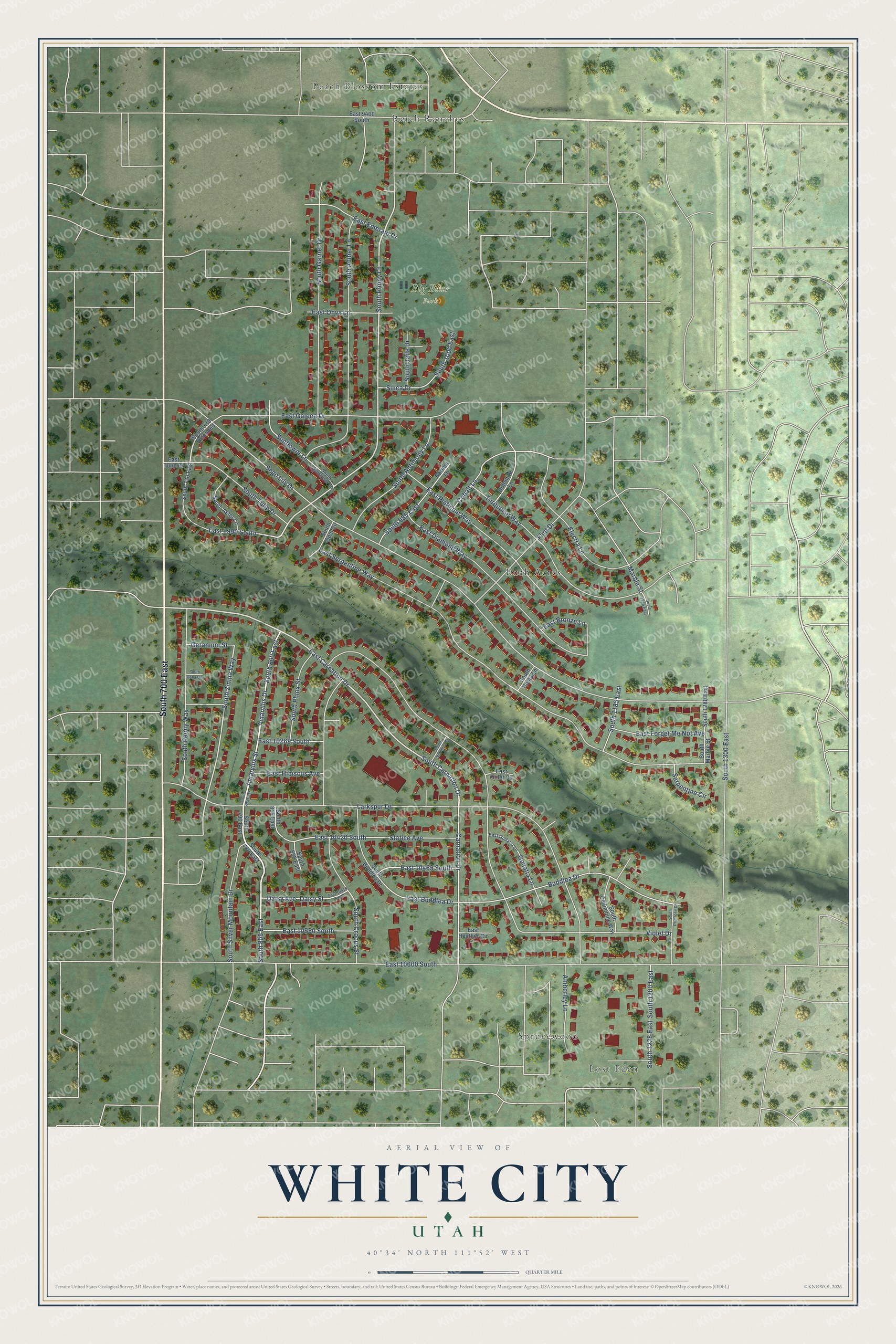 Watermarked full-map preview of White City, Utah