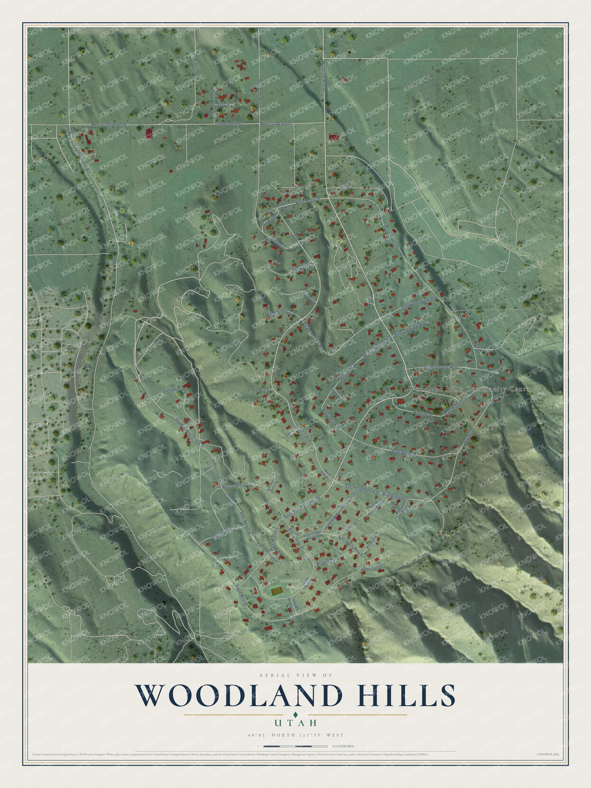 Watermarked full-map preview of Woodland Hills, Utah