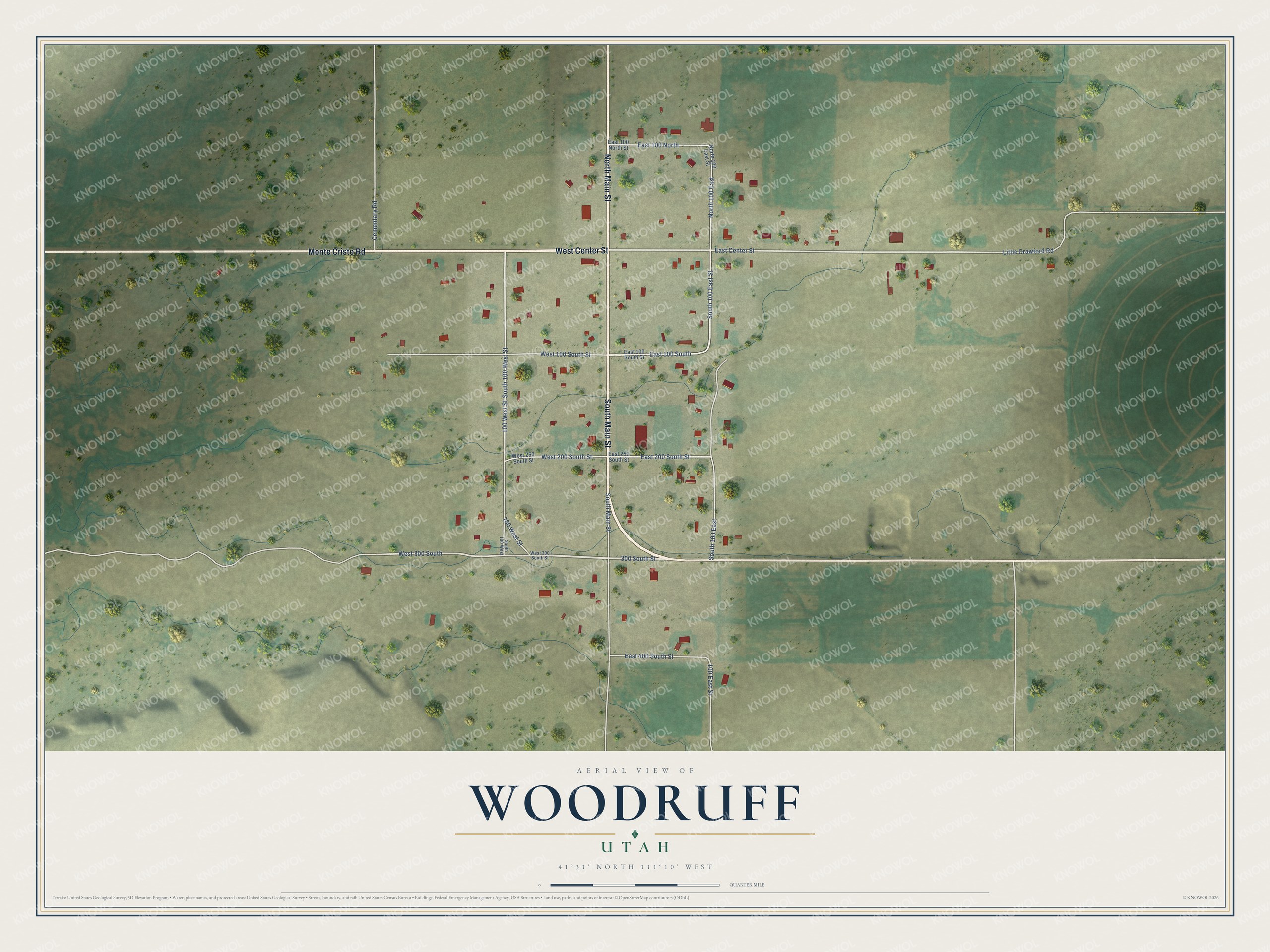 Watermarked full-map preview of Woodruff, Utah