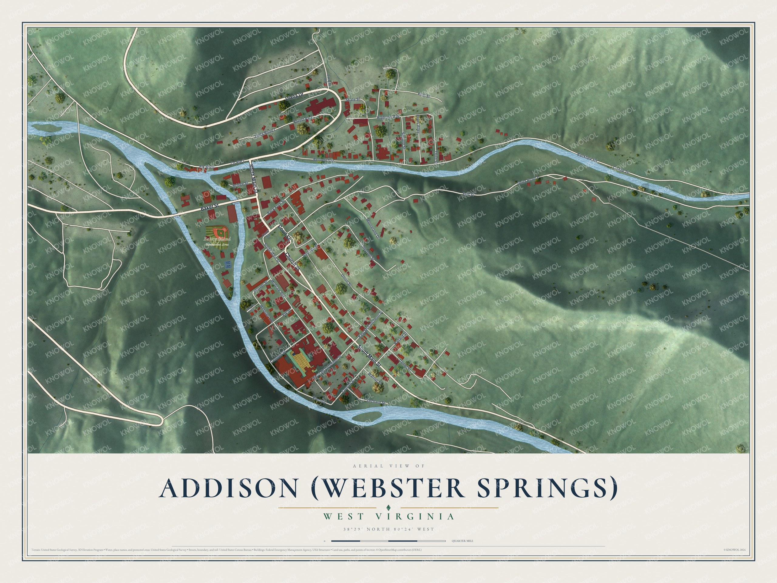 Watermarked full-map preview of Addison (Webster Springs), West Virginia