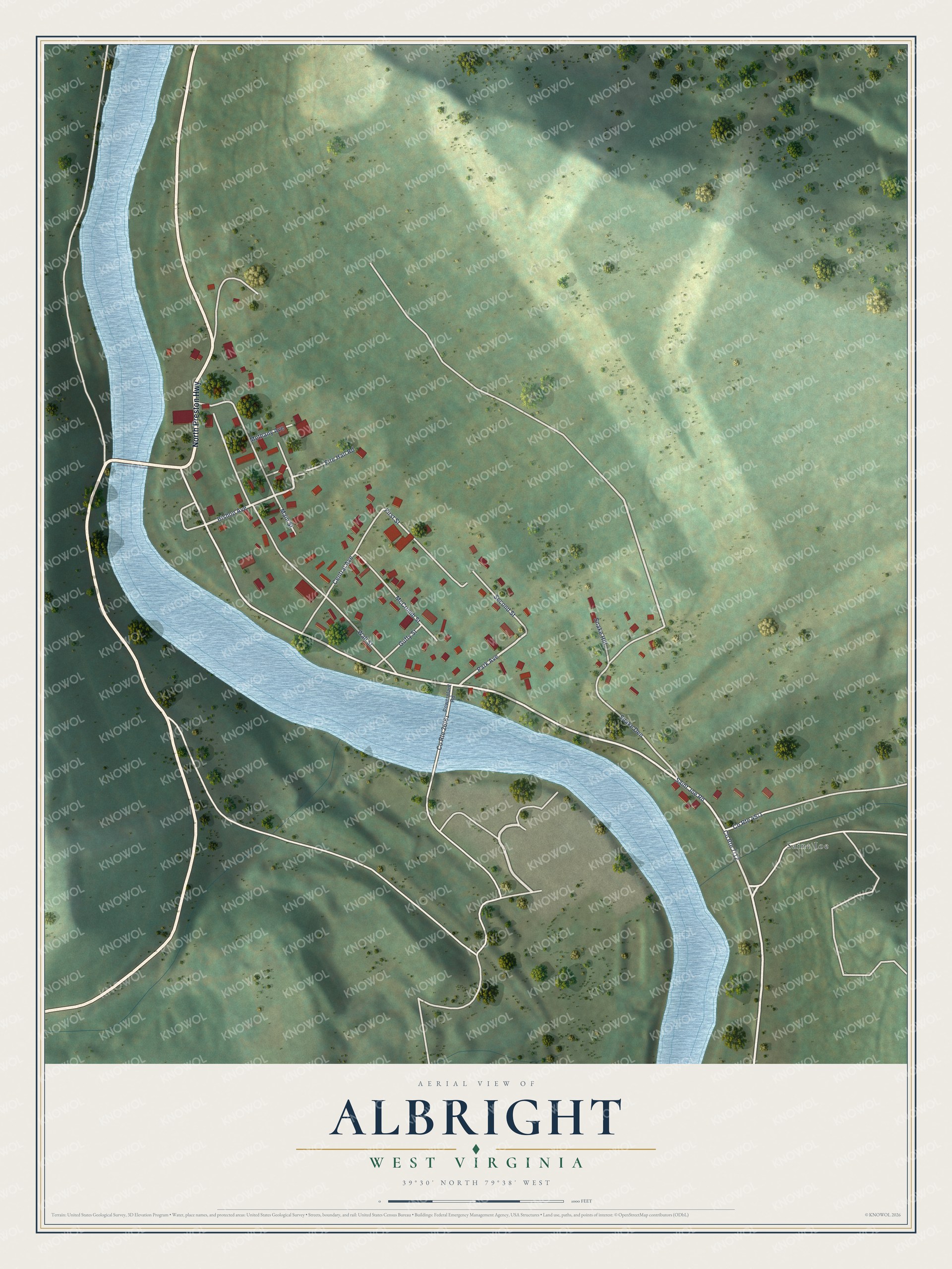 Watermarked full-map preview of Albright, West Virginia