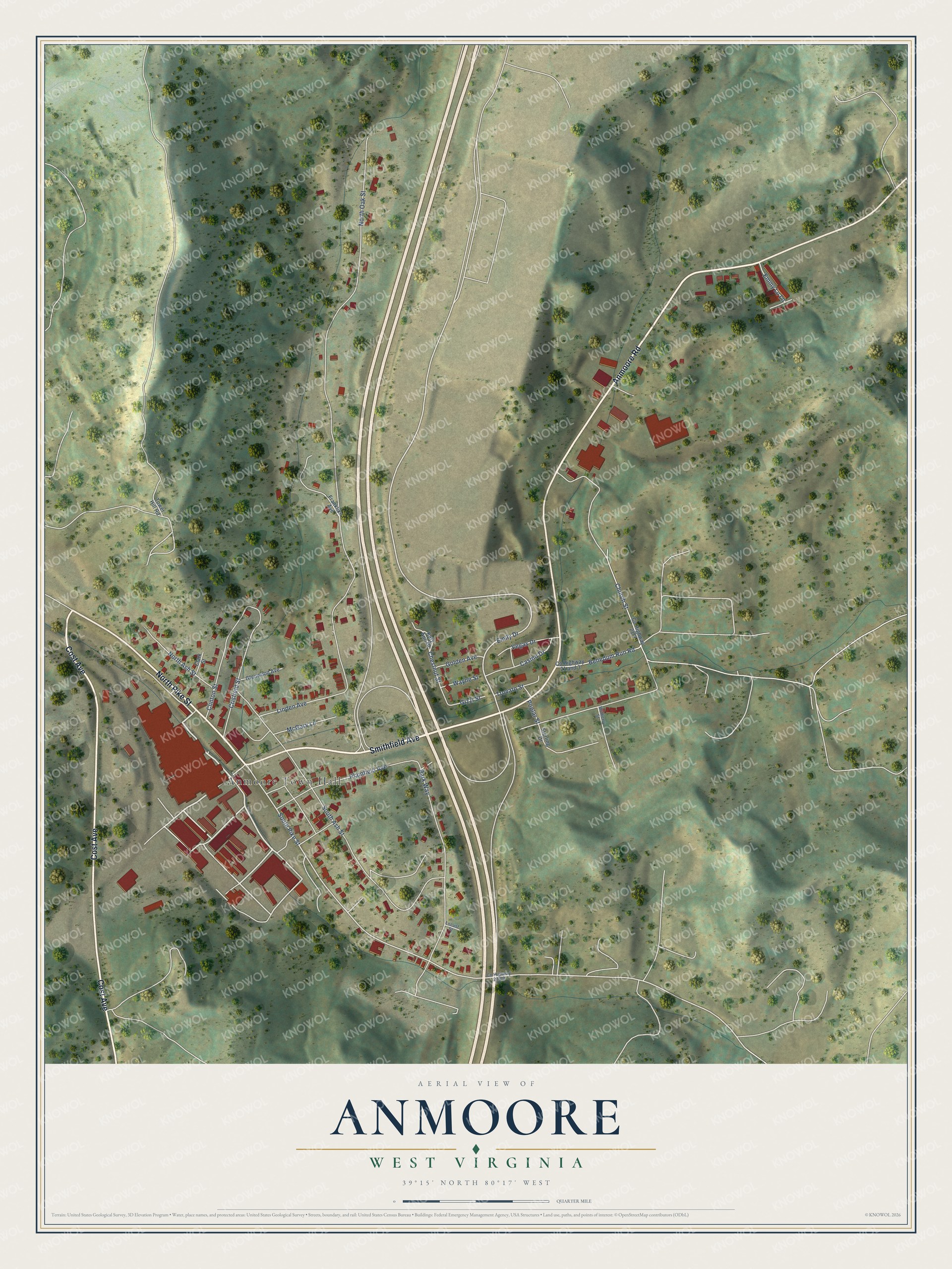 Watermarked full-map preview of Anmoore, West Virginia