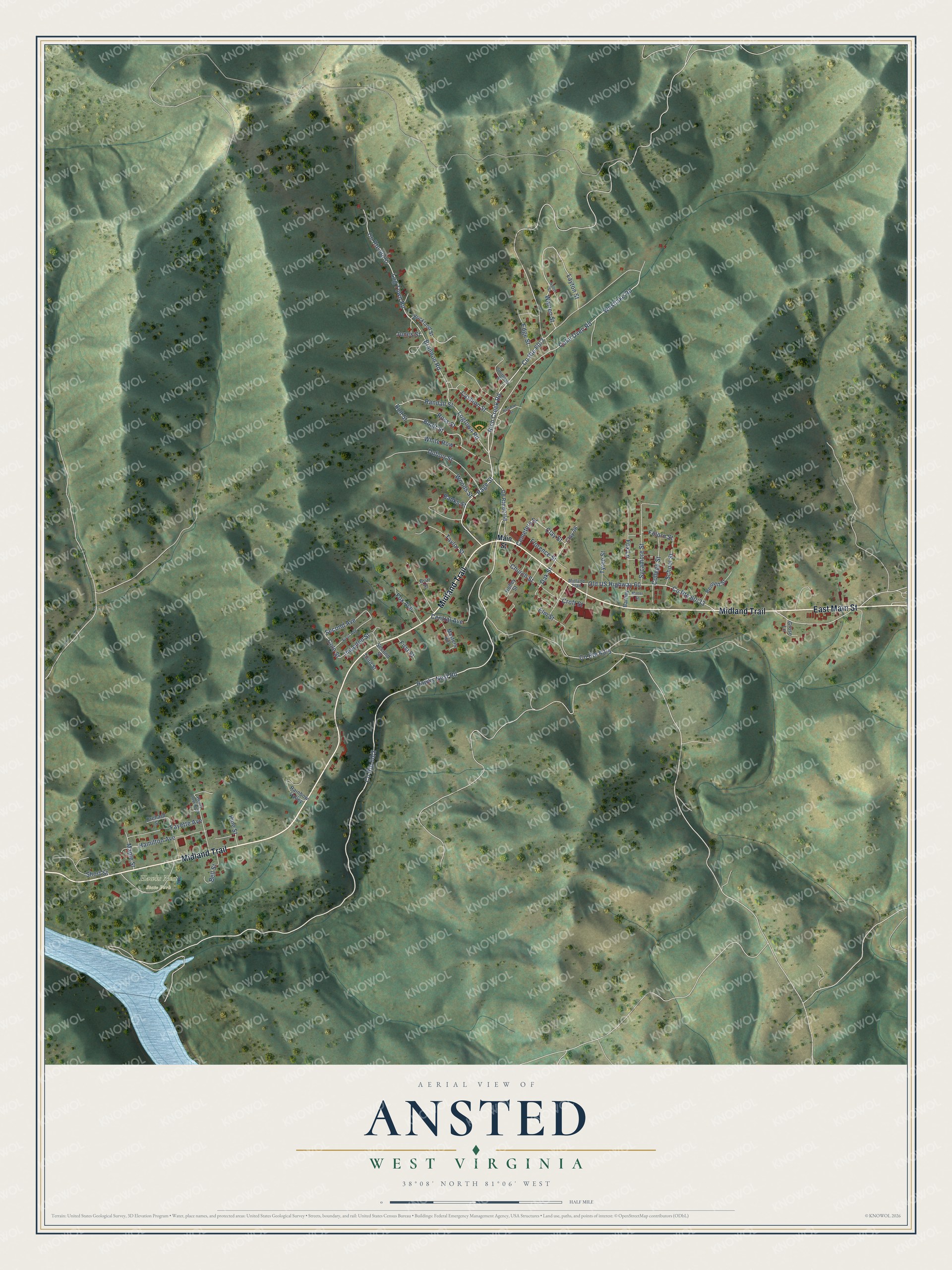 Watermarked full-map preview of Ansted, West Virginia