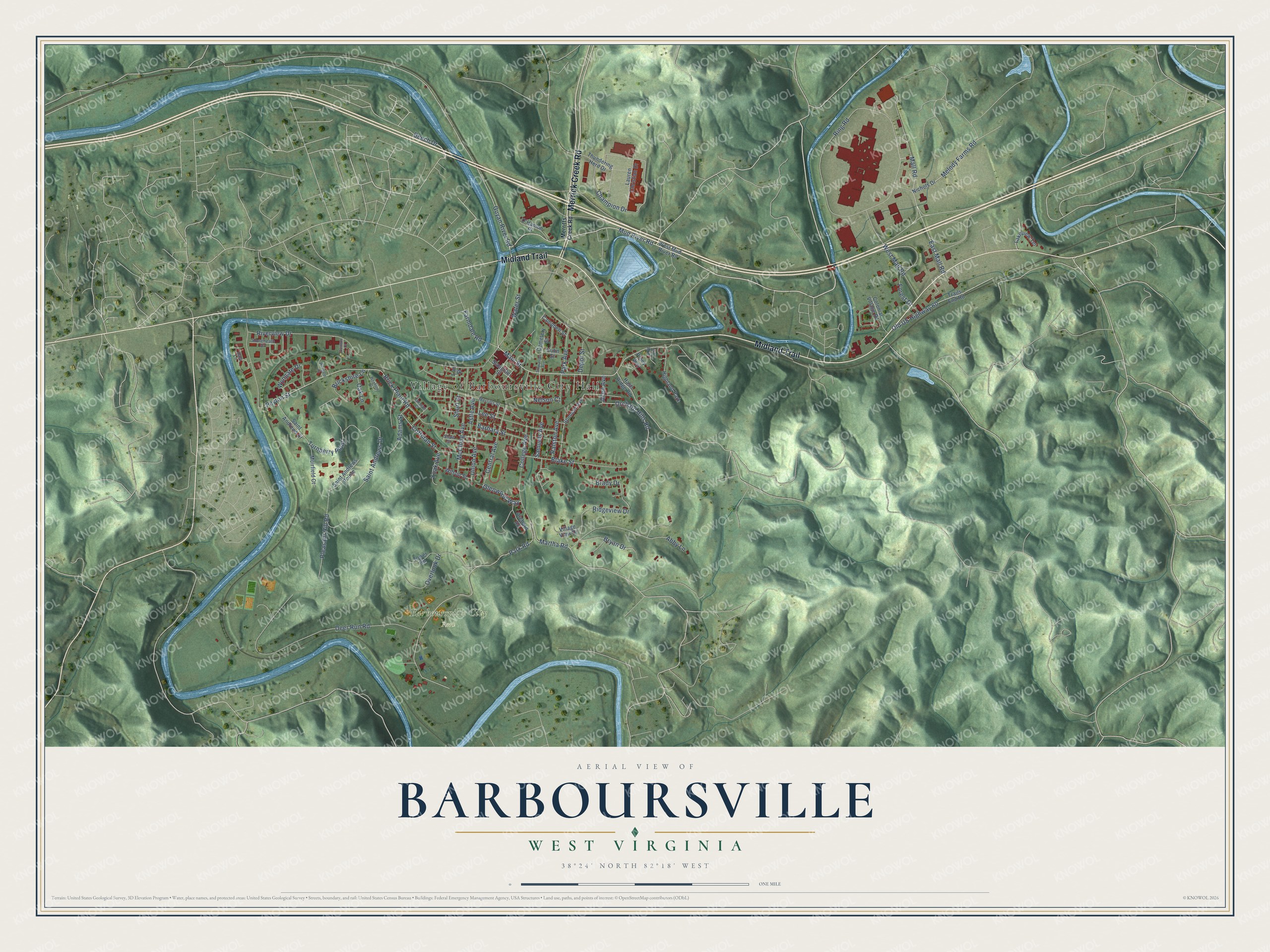 Watermarked full-map preview of Barboursville, West Virginia