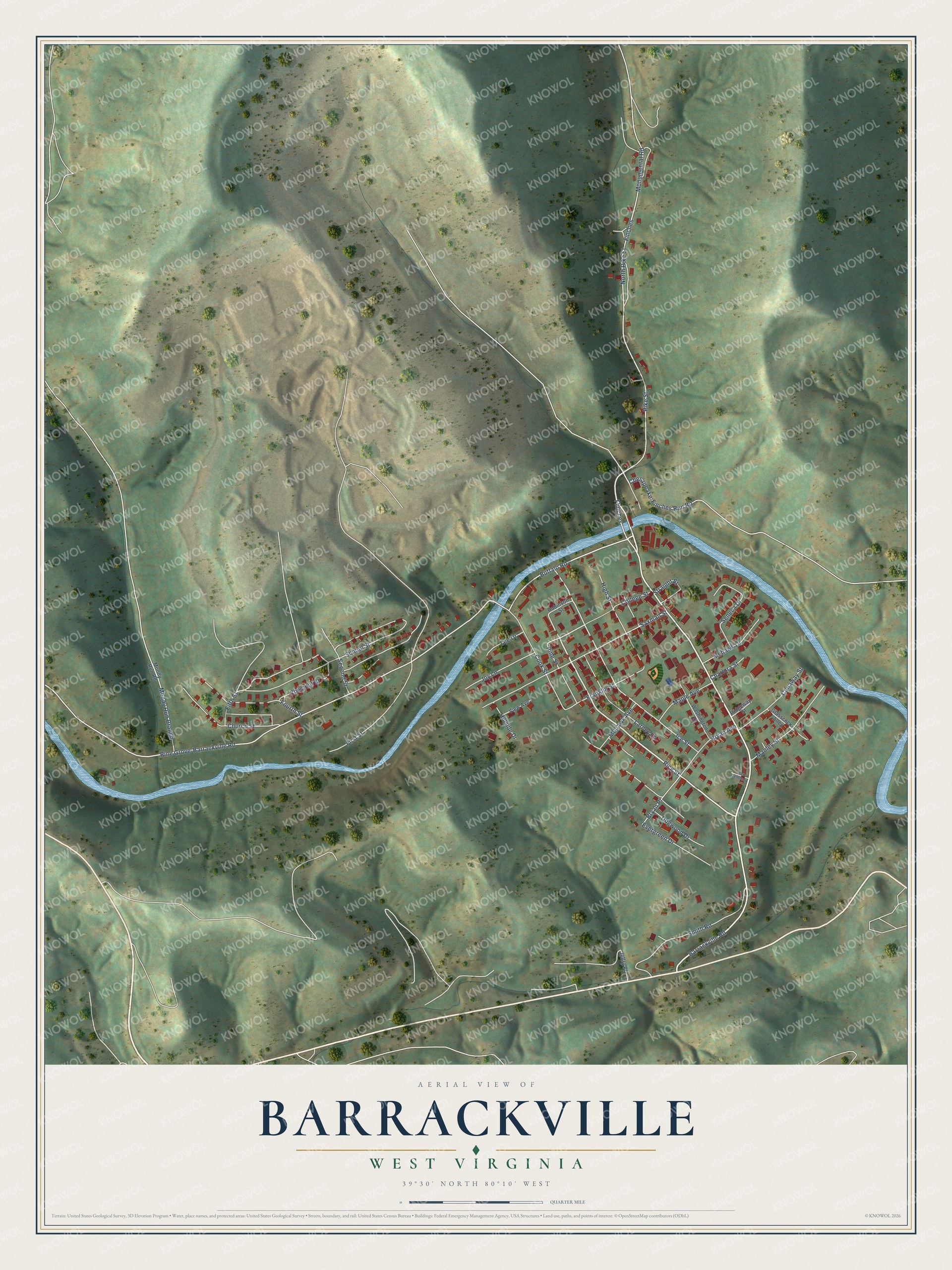 Watermarked full-map preview of Barrackville, West Virginia