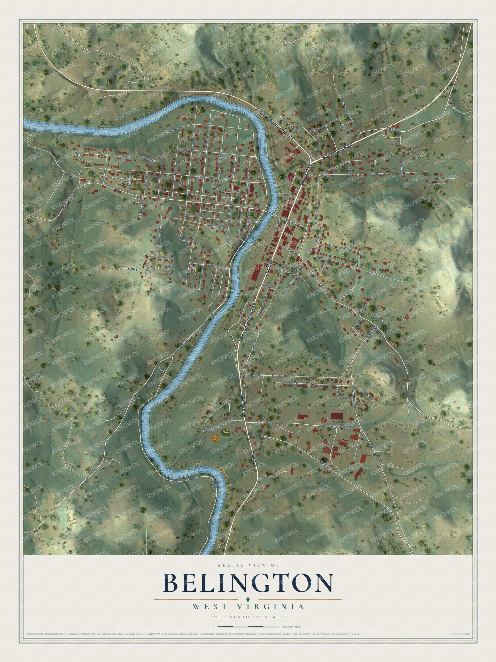 Watermarked full-map preview of Belington, West Virginia