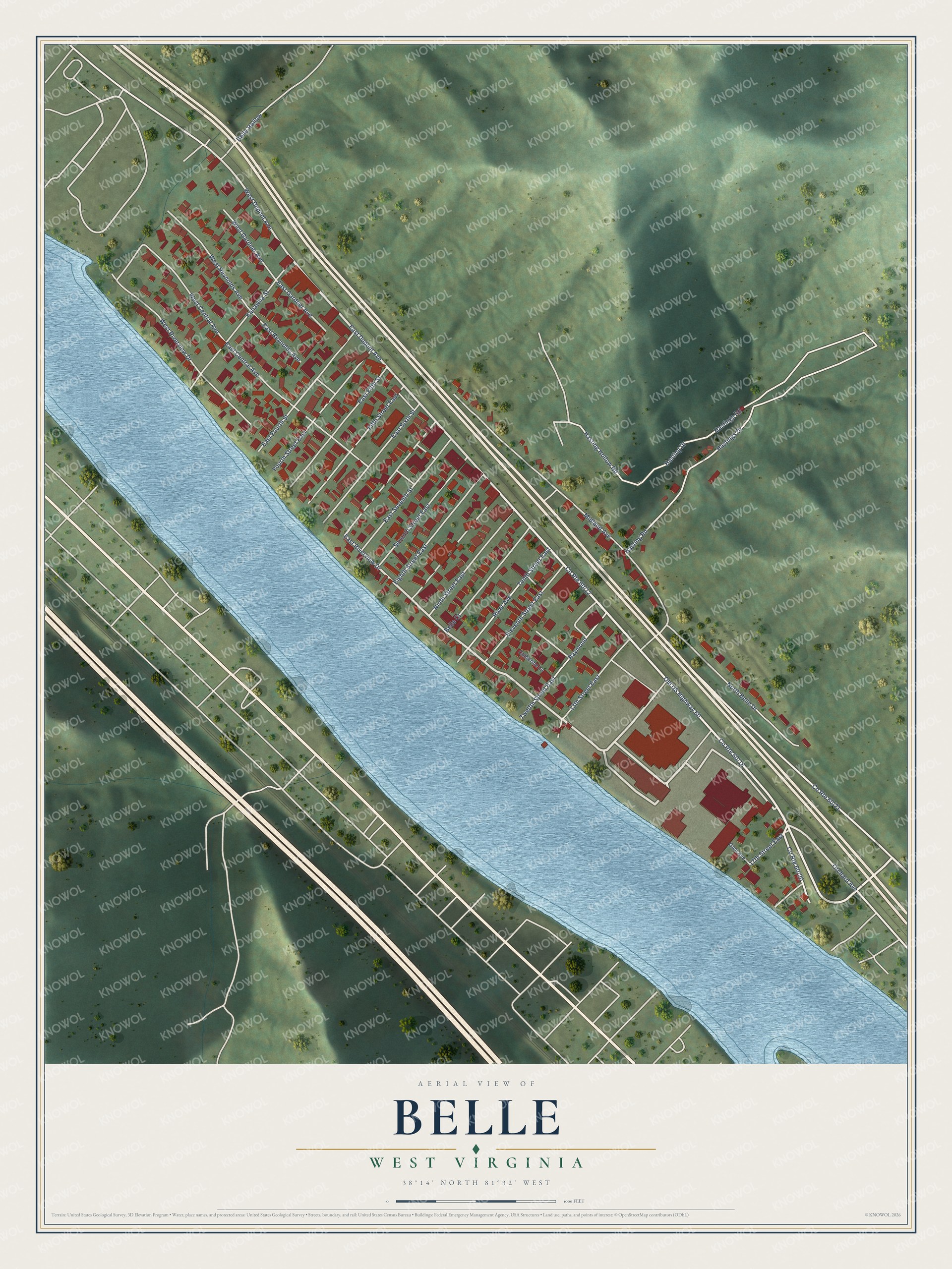 Watermarked full-map preview of Belle, West Virginia