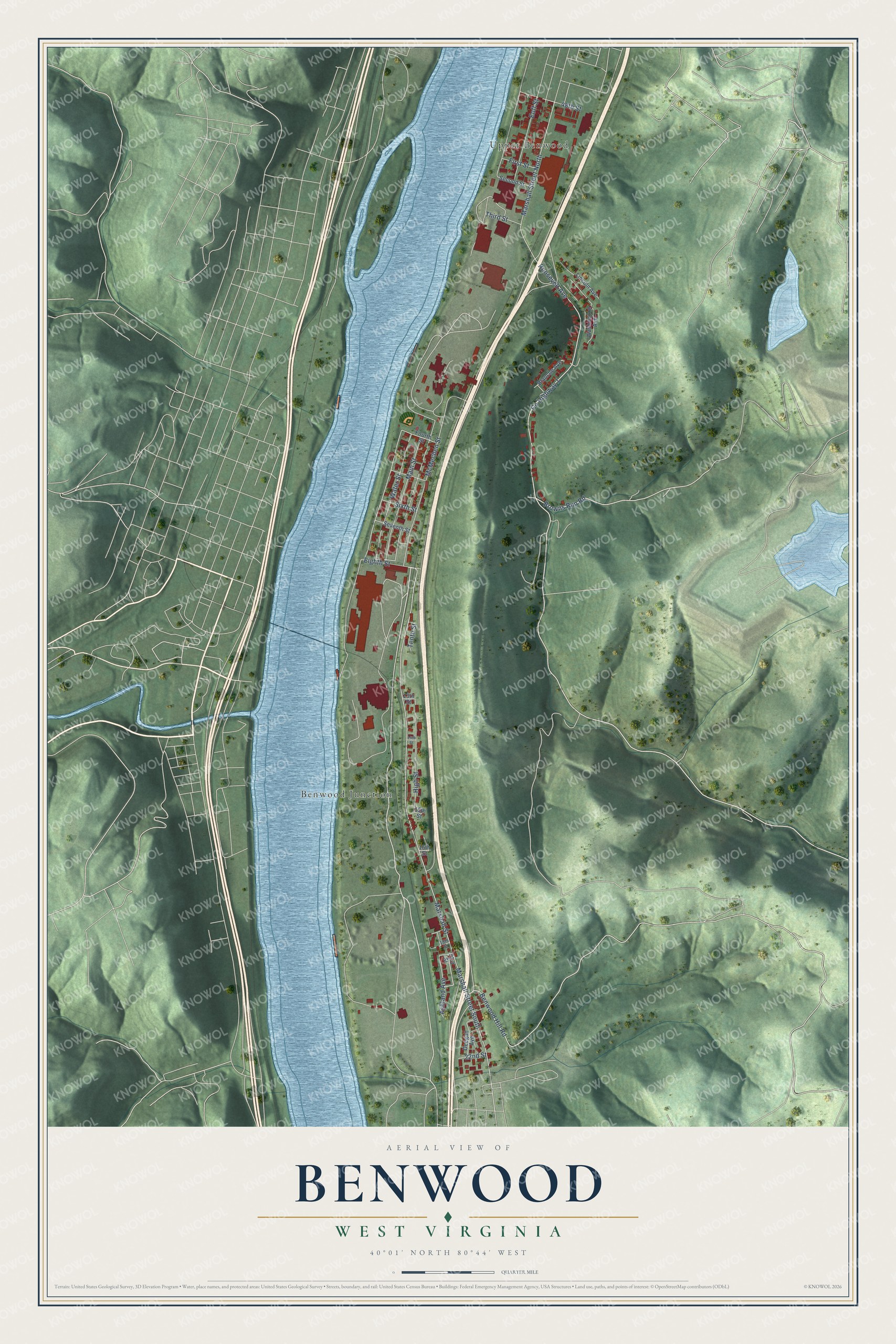 Watermarked full-map preview of Benwood, West Virginia