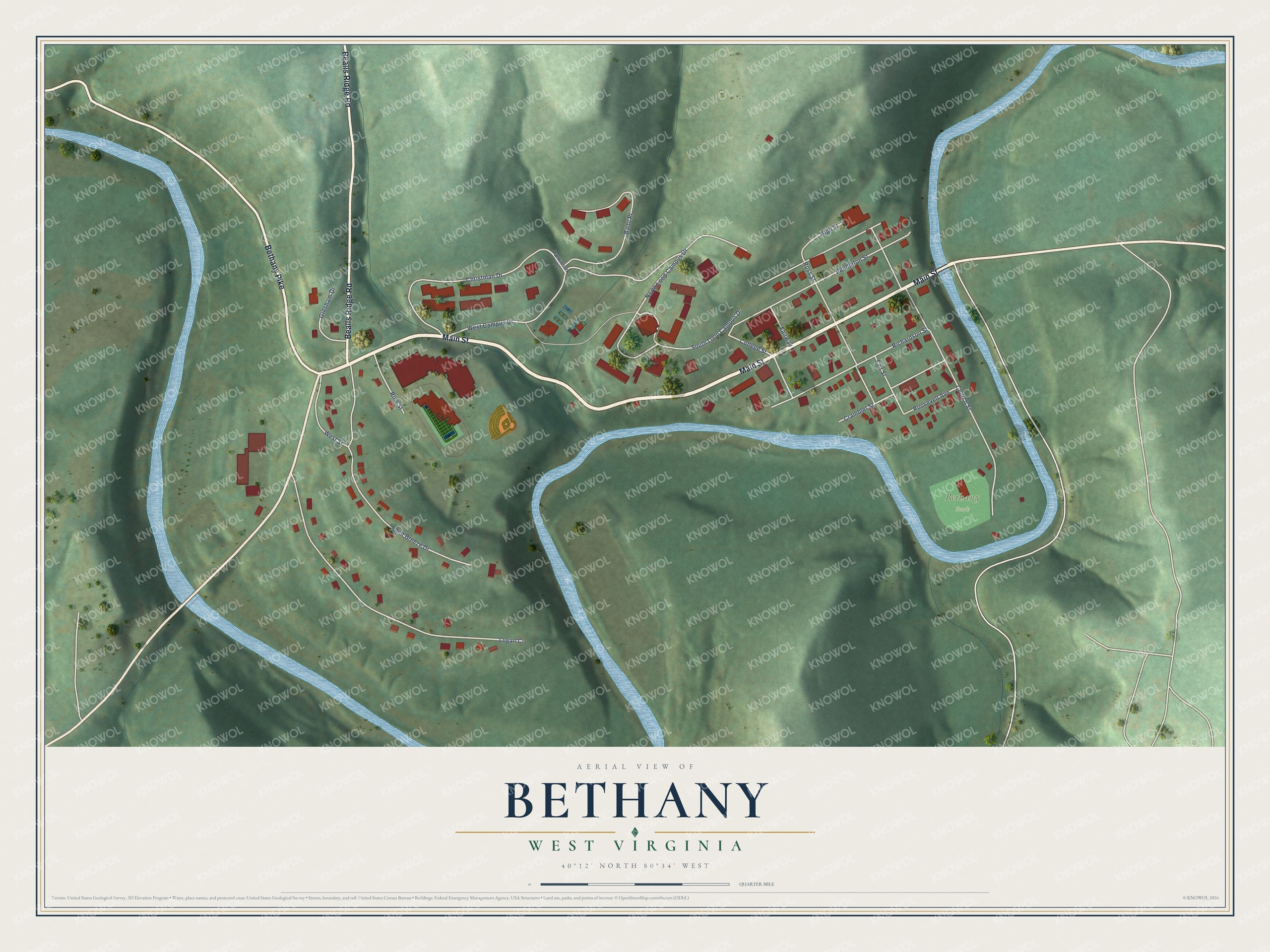 Watermarked full-map preview of Bethany, West Virginia