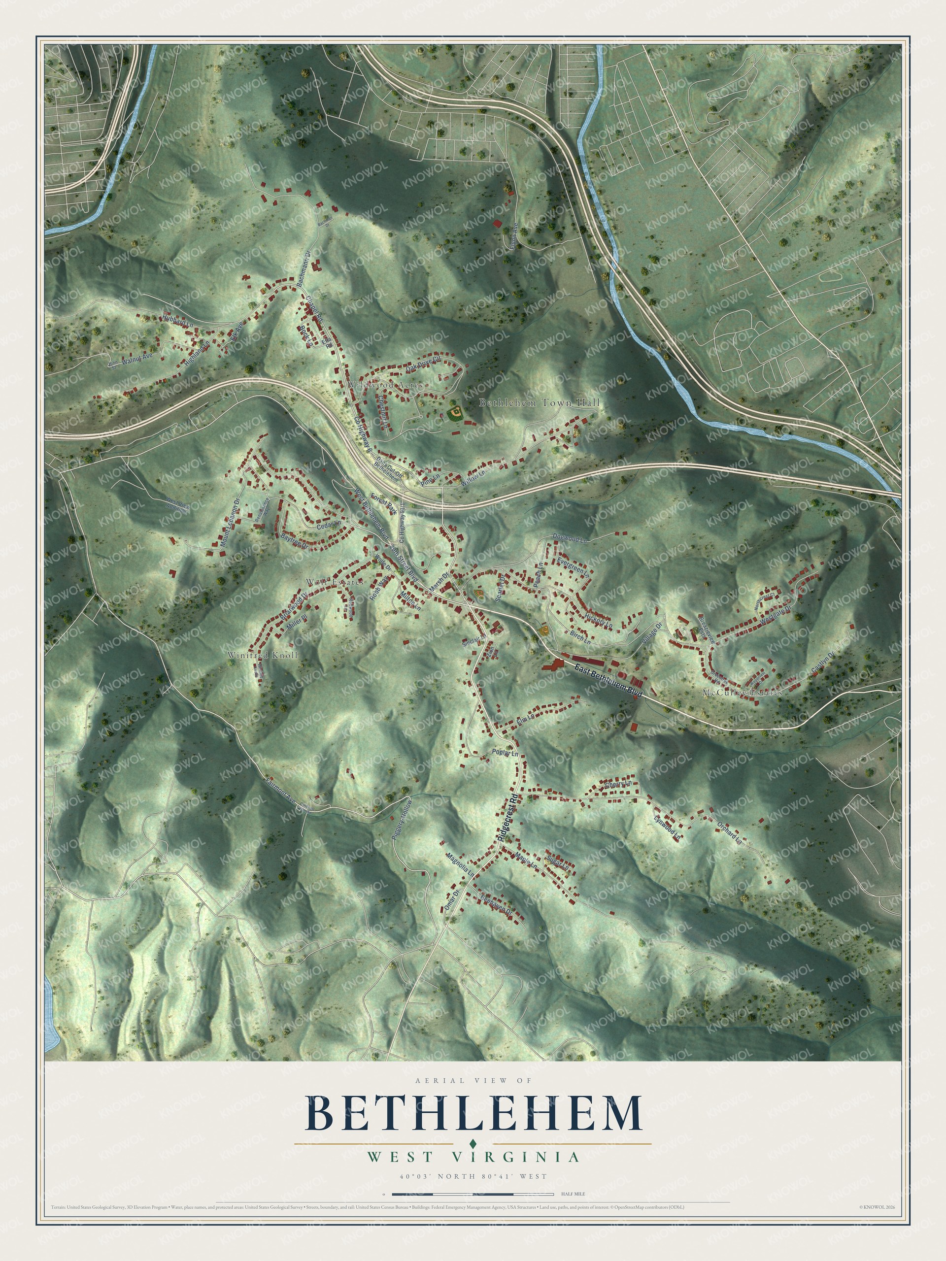 Watermarked full-map preview of Bethlehem, West Virginia