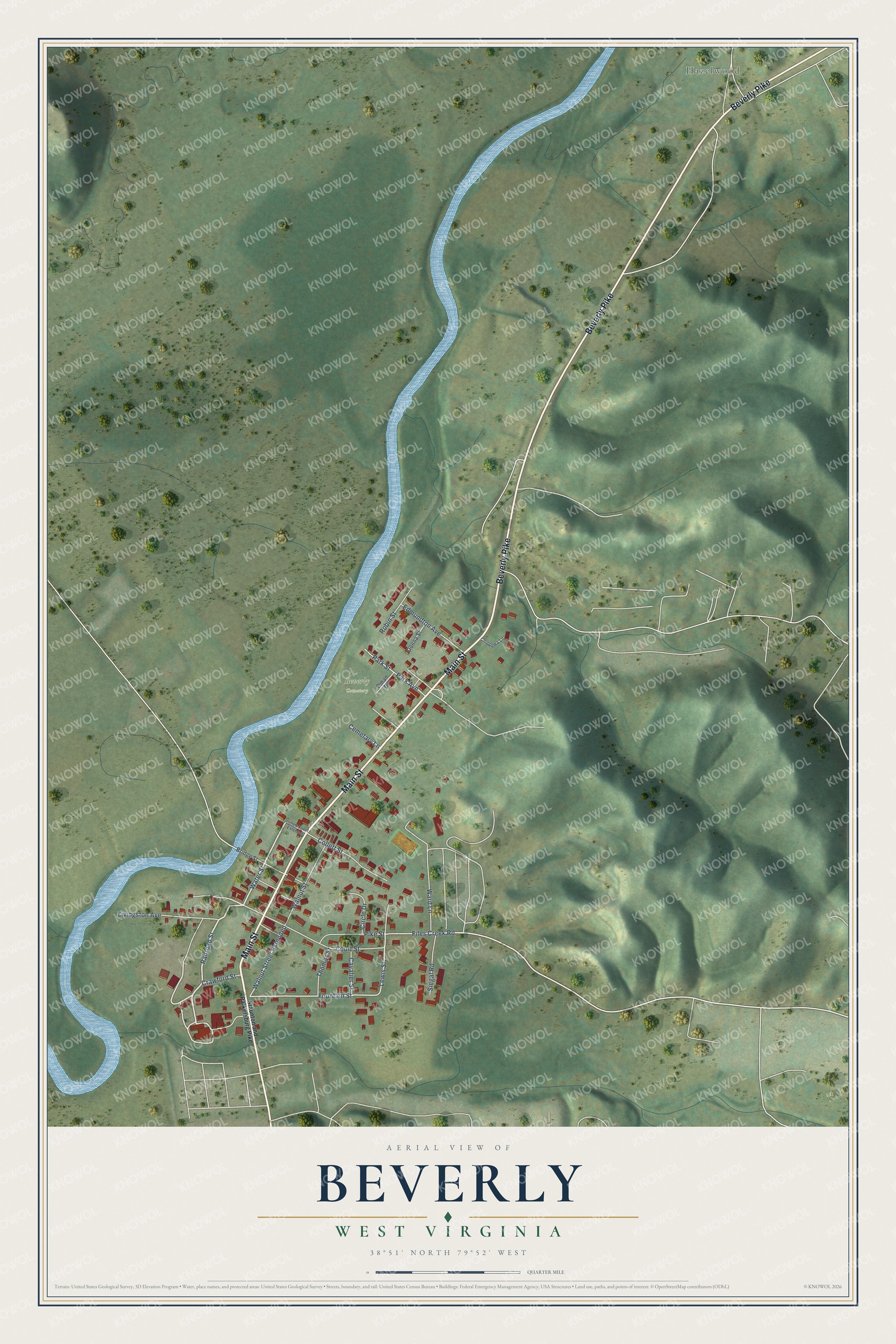 Watermarked full-map preview of Beverly, West Virginia