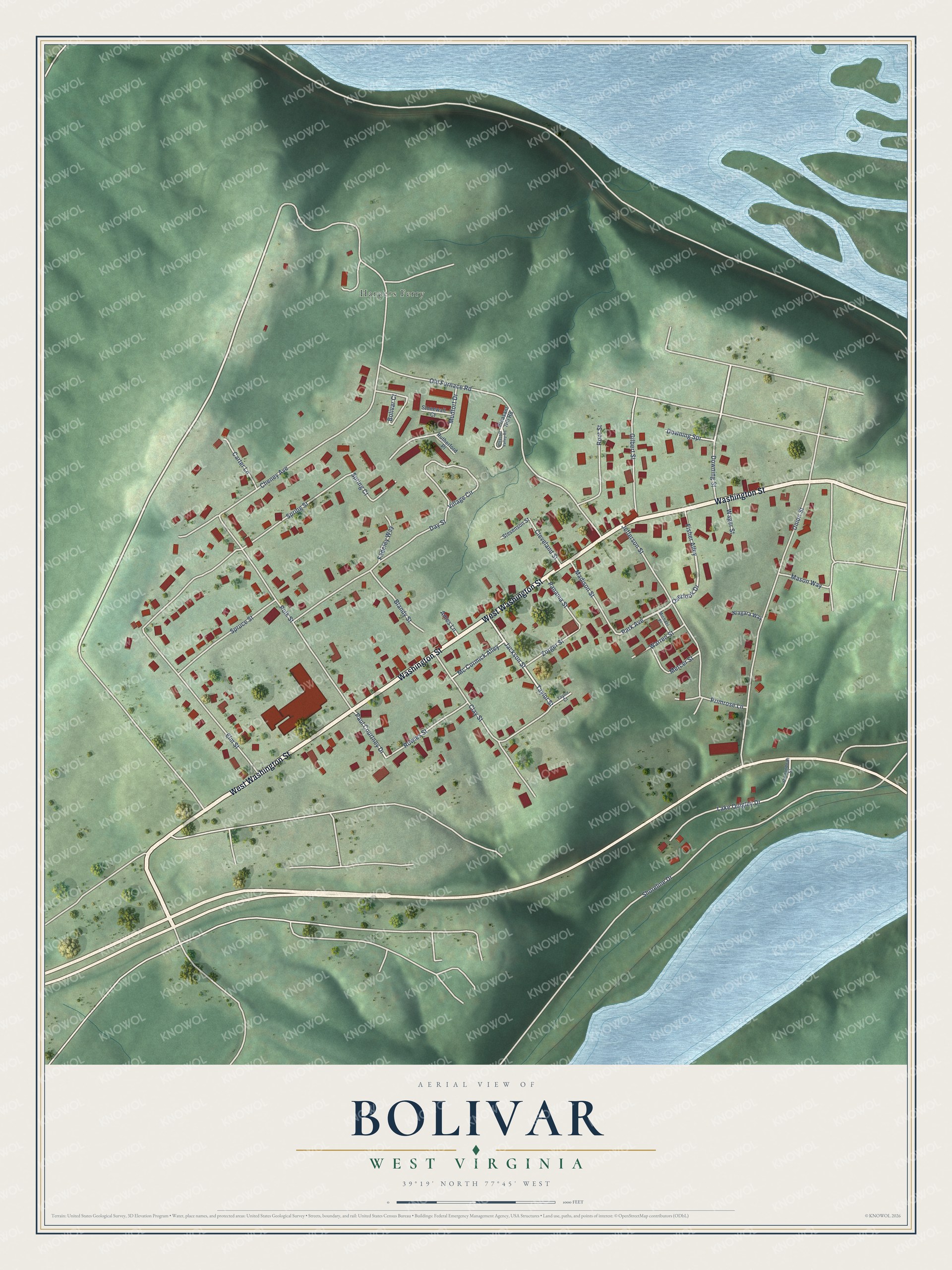 Watermarked full-map preview of Bolivar, West Virginia