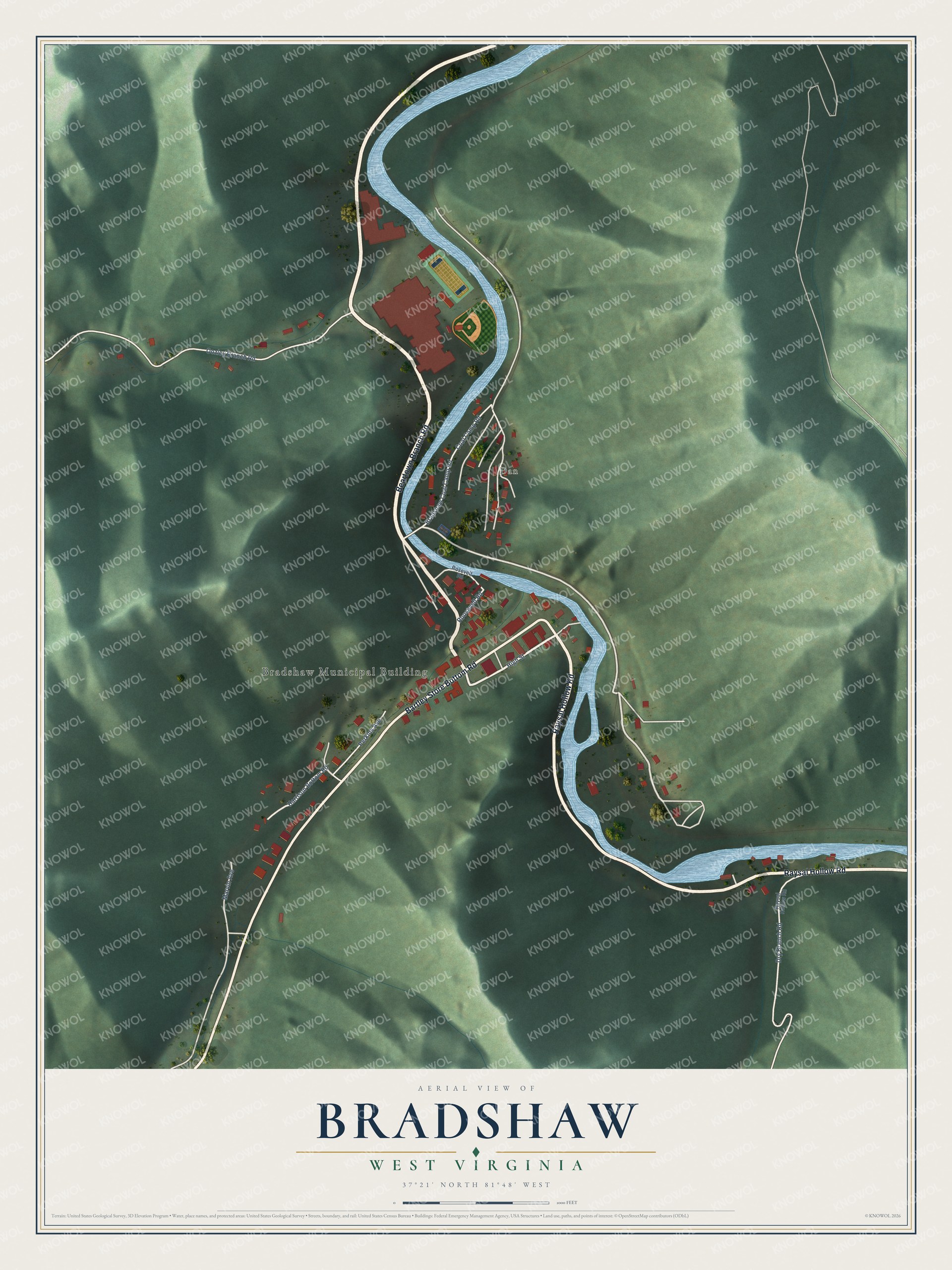 Watermarked full-map preview of Bradshaw, West Virginia