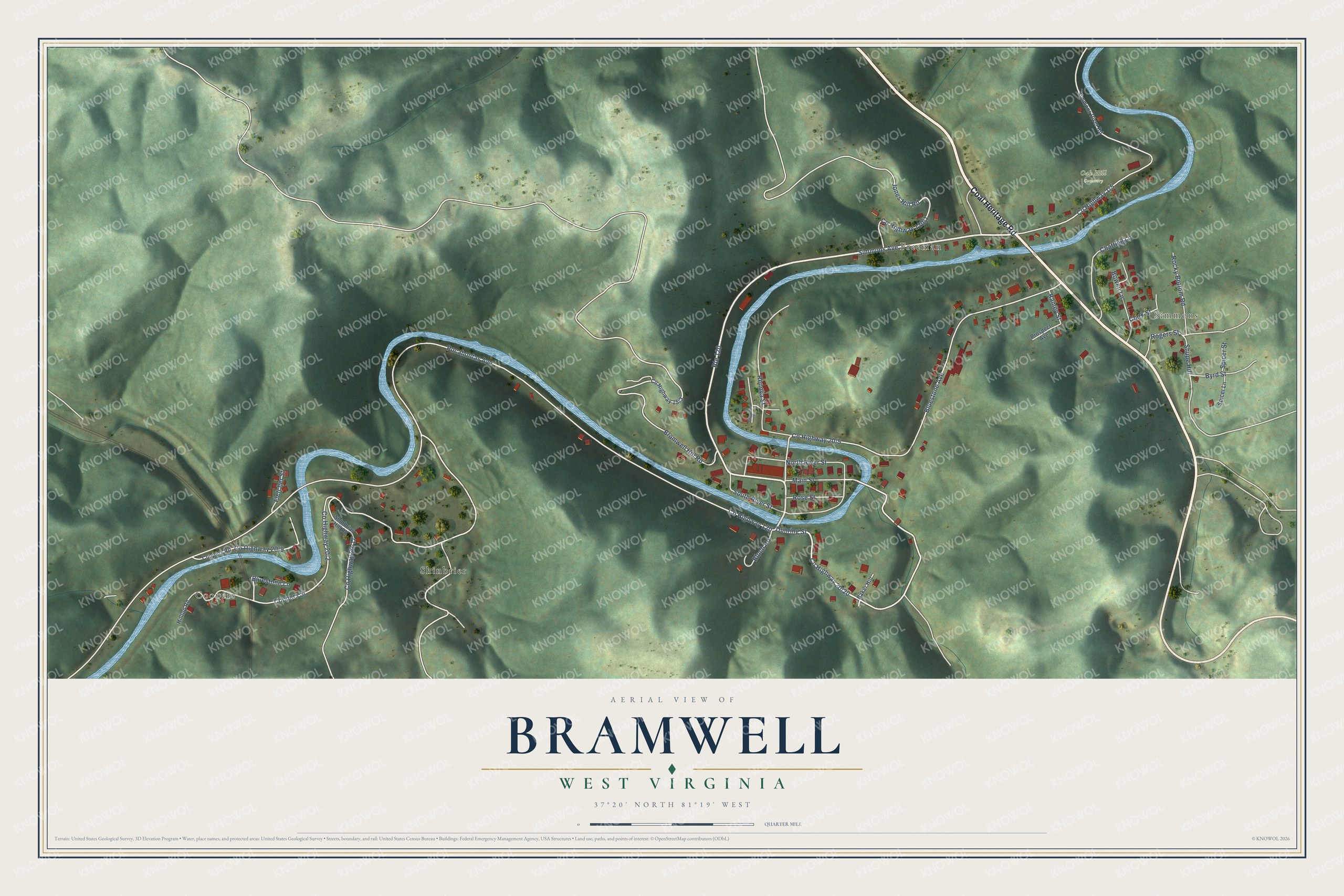 Watermarked full-map preview of Bramwell, West Virginia