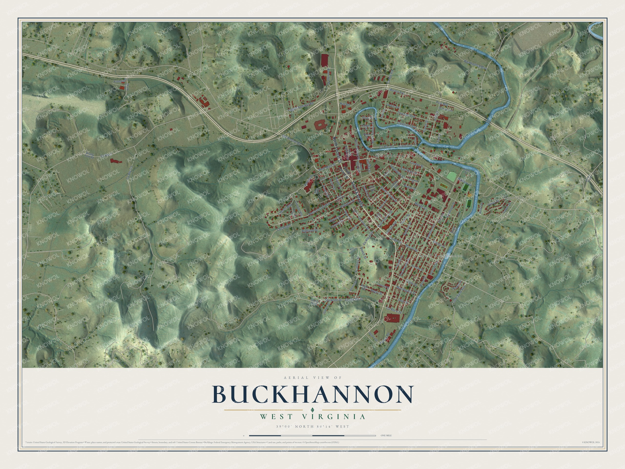 Watermarked full-map preview of Buckhannon, West Virginia