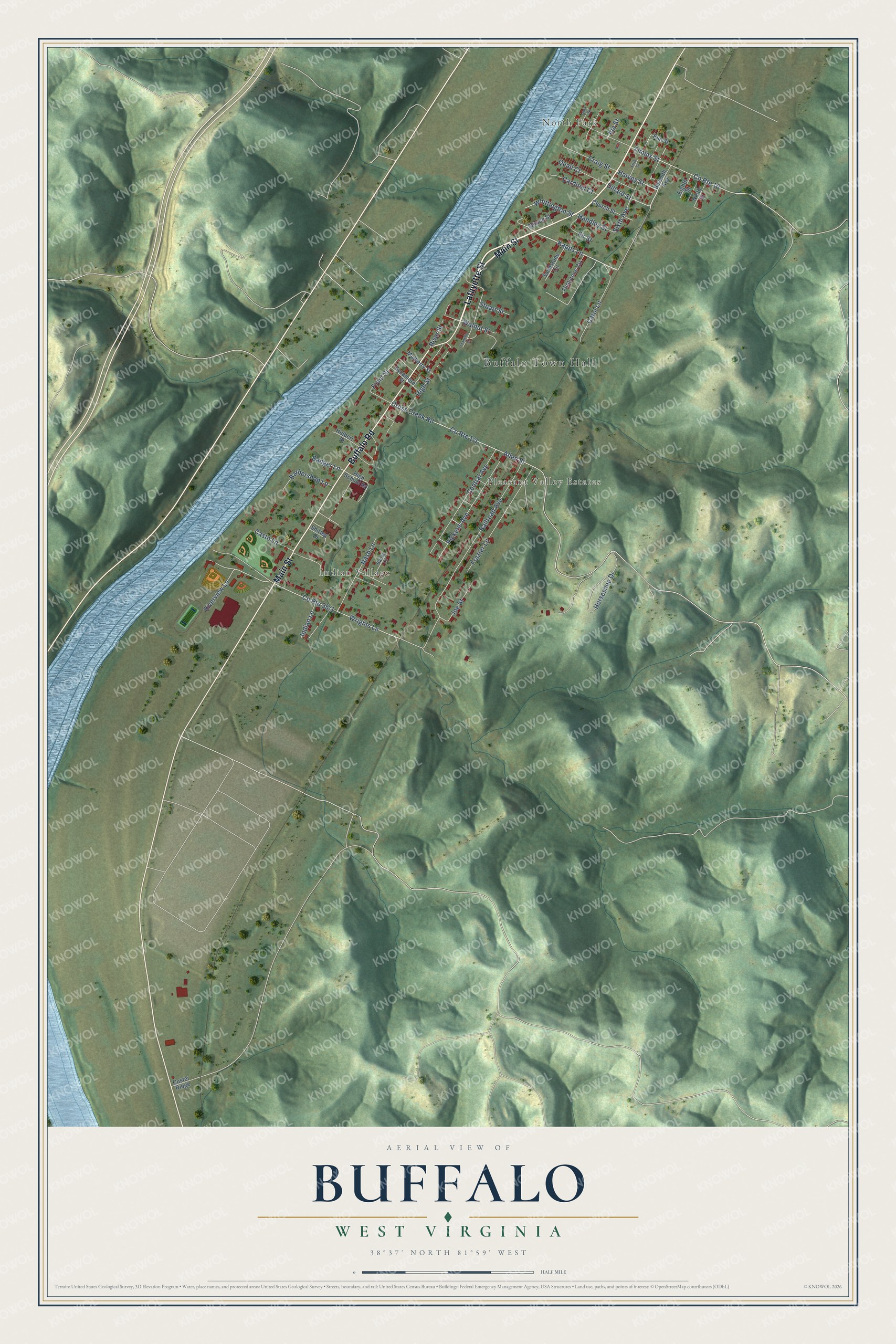 Watermarked full-map preview of Buffalo, West Virginia