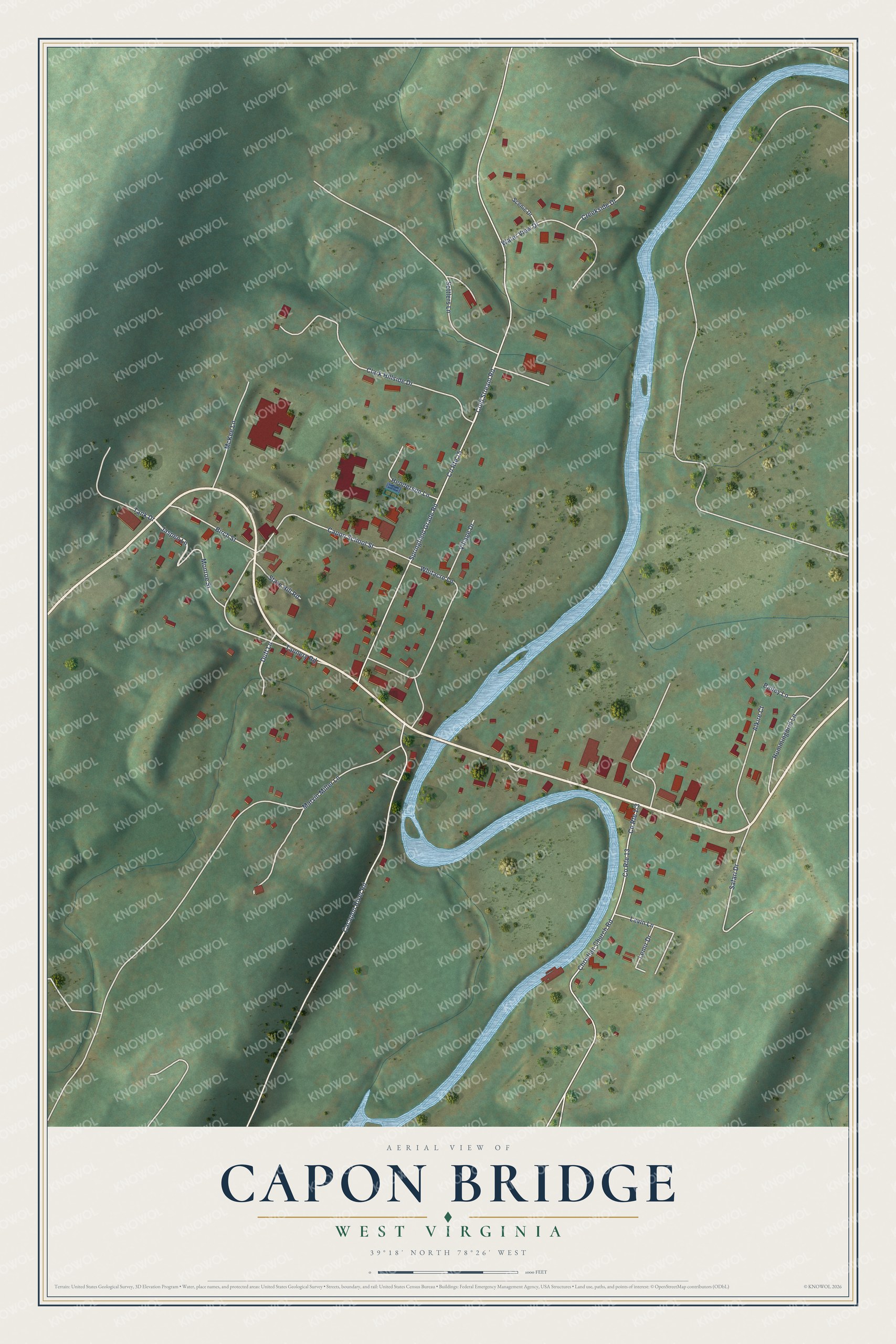 Watermarked full-map preview of Capon Bridge, West Virginia