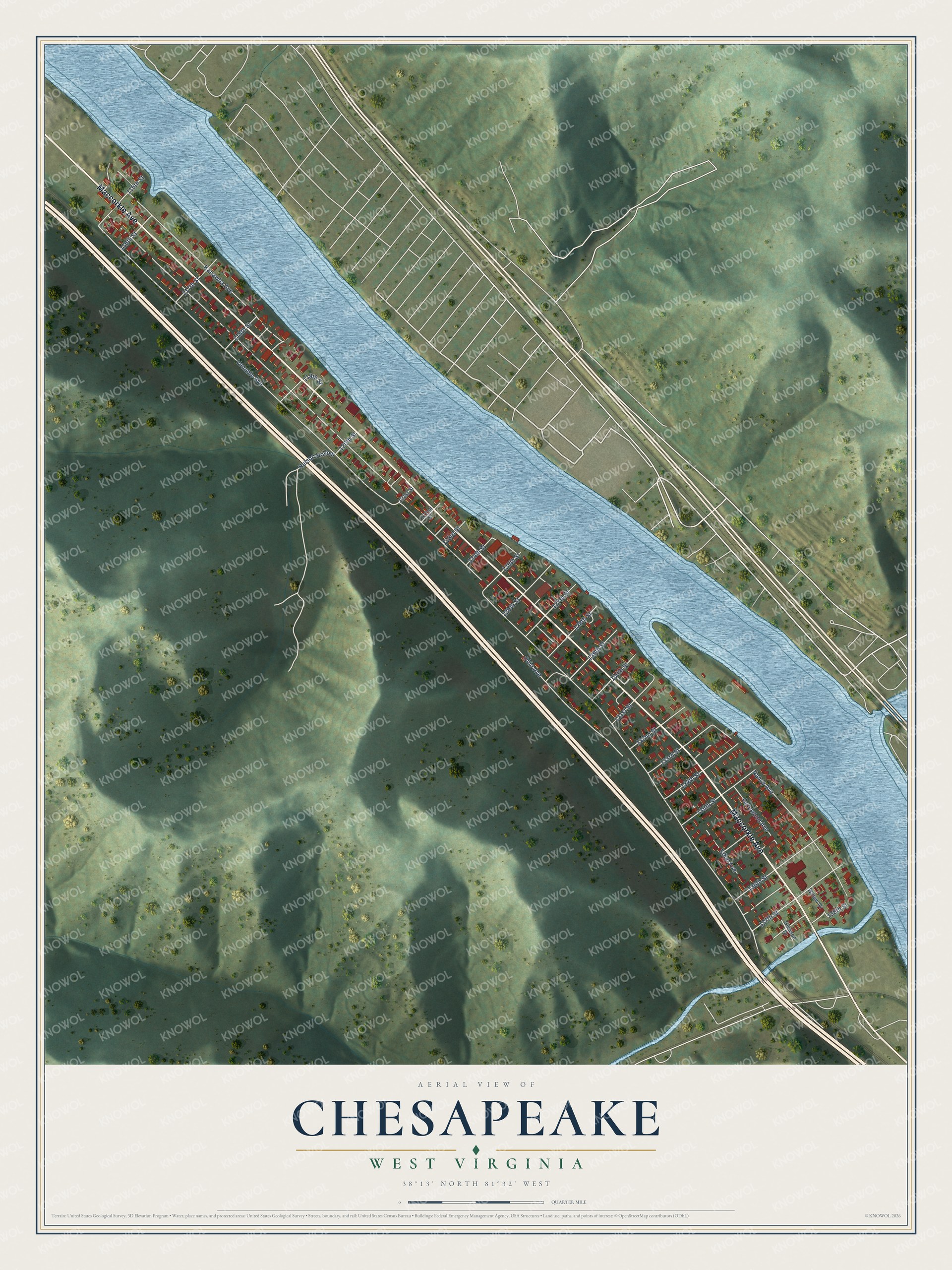 Watermarked full-map preview of Chesapeake, West Virginia