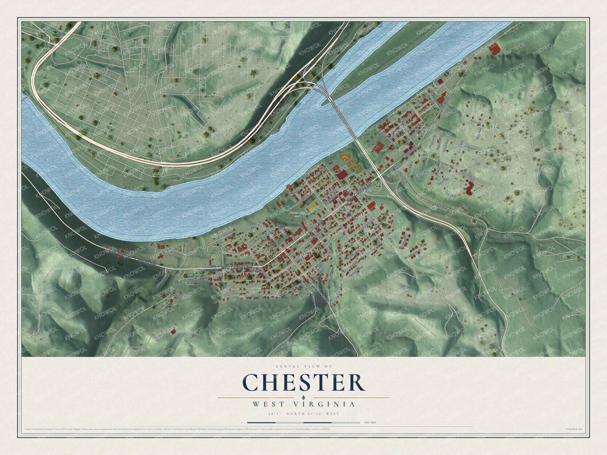 Watermarked full-map preview of Chester, West Virginia