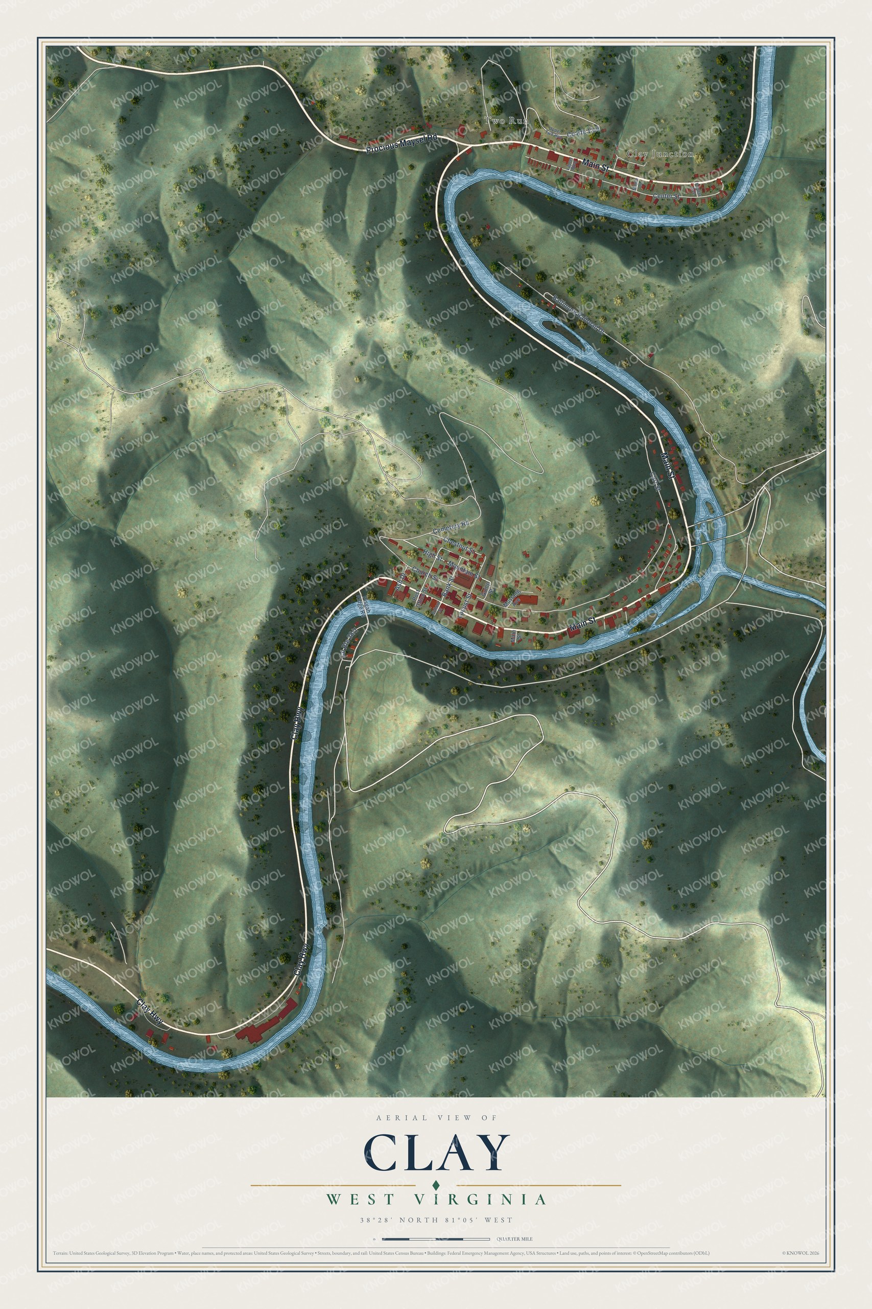 Watermarked full-map preview of Clay, West Virginia