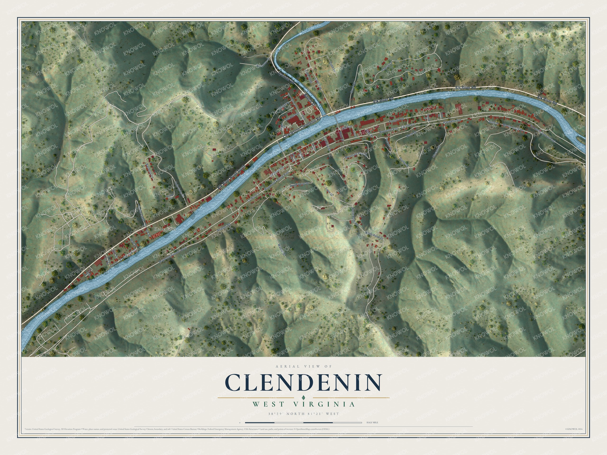 Watermarked full-map preview of Clendenin, West Virginia