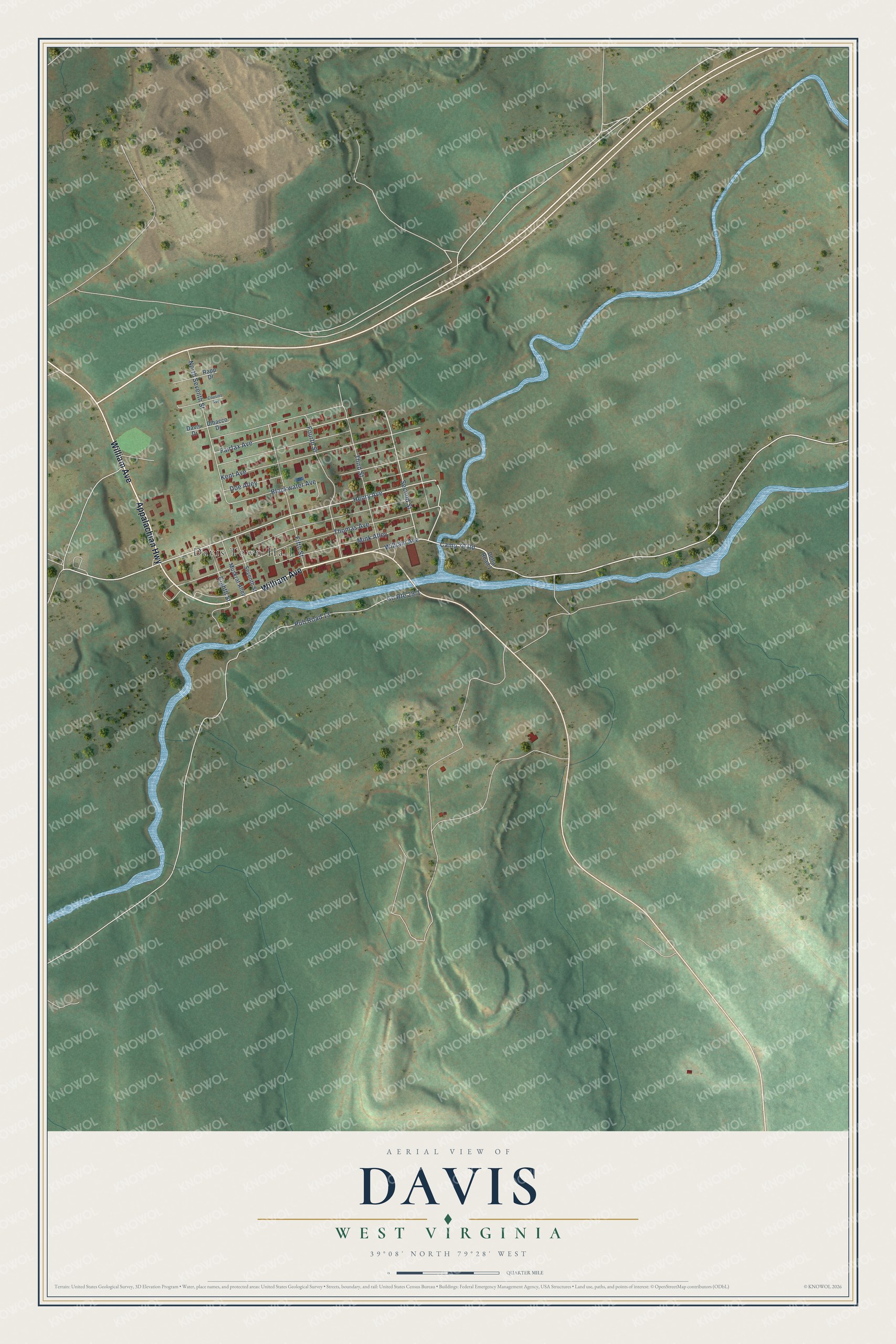 Watermarked full-map preview of Davis, West Virginia