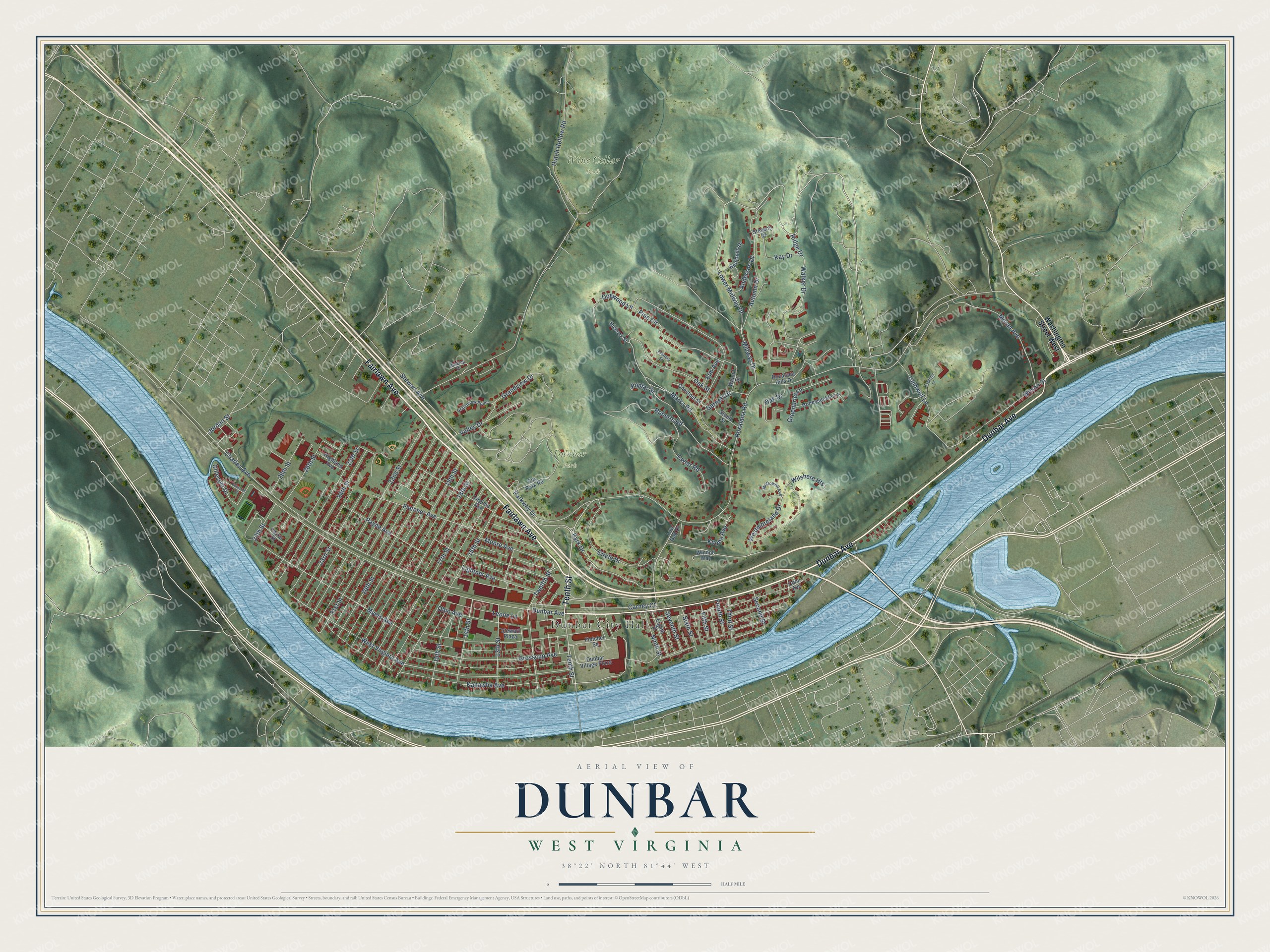 Watermarked full-map preview of Dunbar, West Virginia