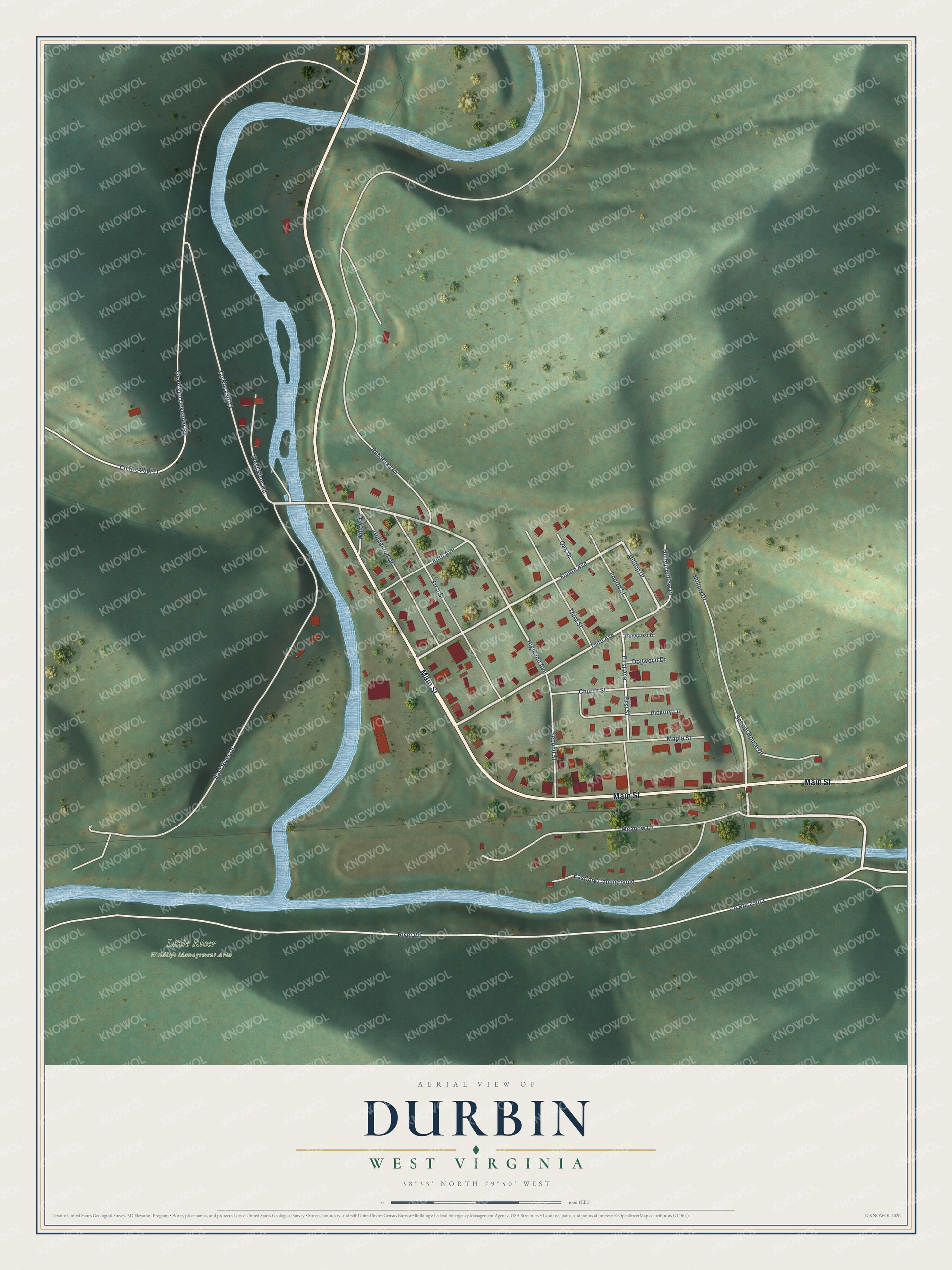 Watermarked full-map preview of Durbin, West Virginia