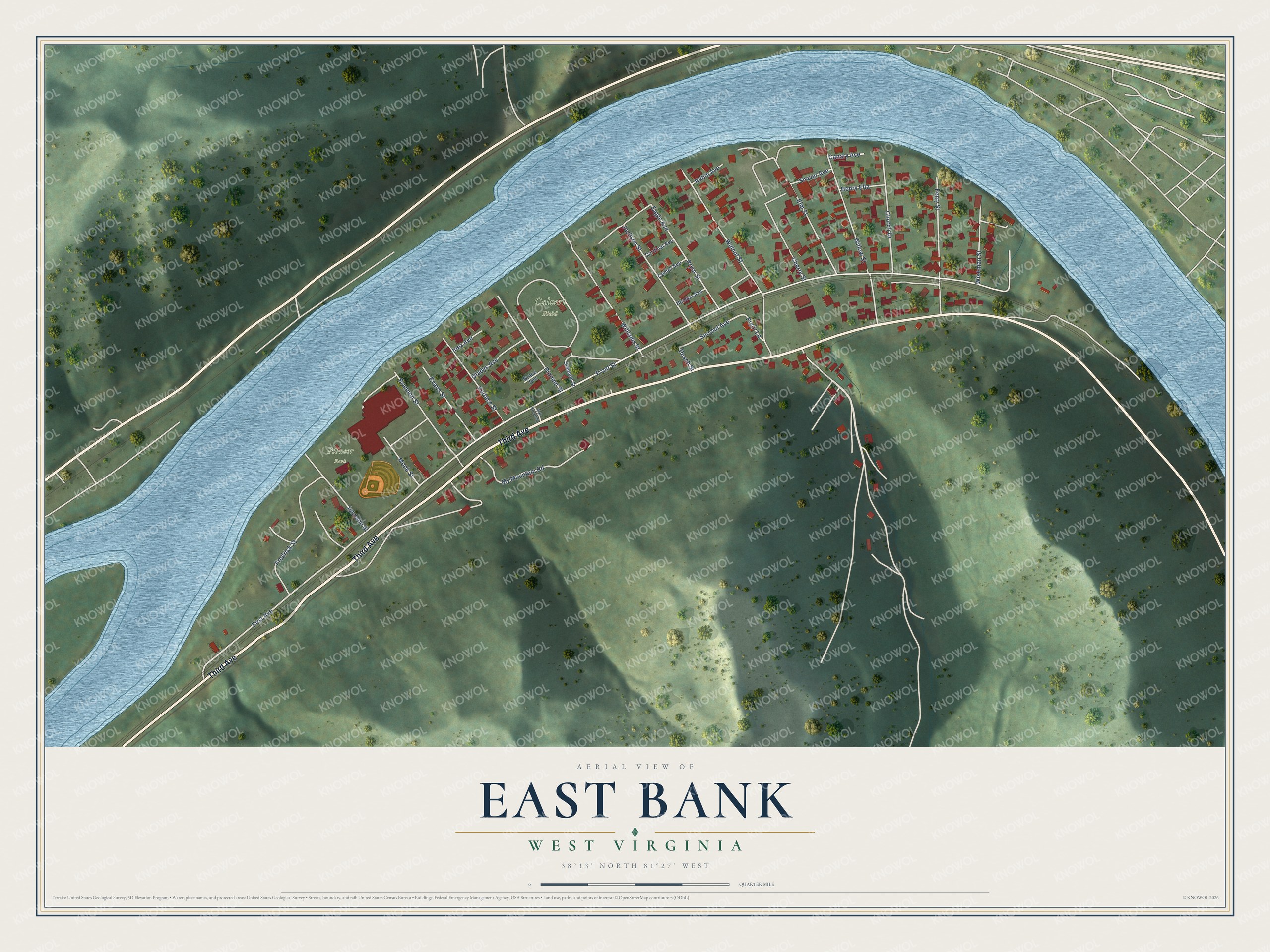 Watermarked full-map preview of East Bank, West Virginia