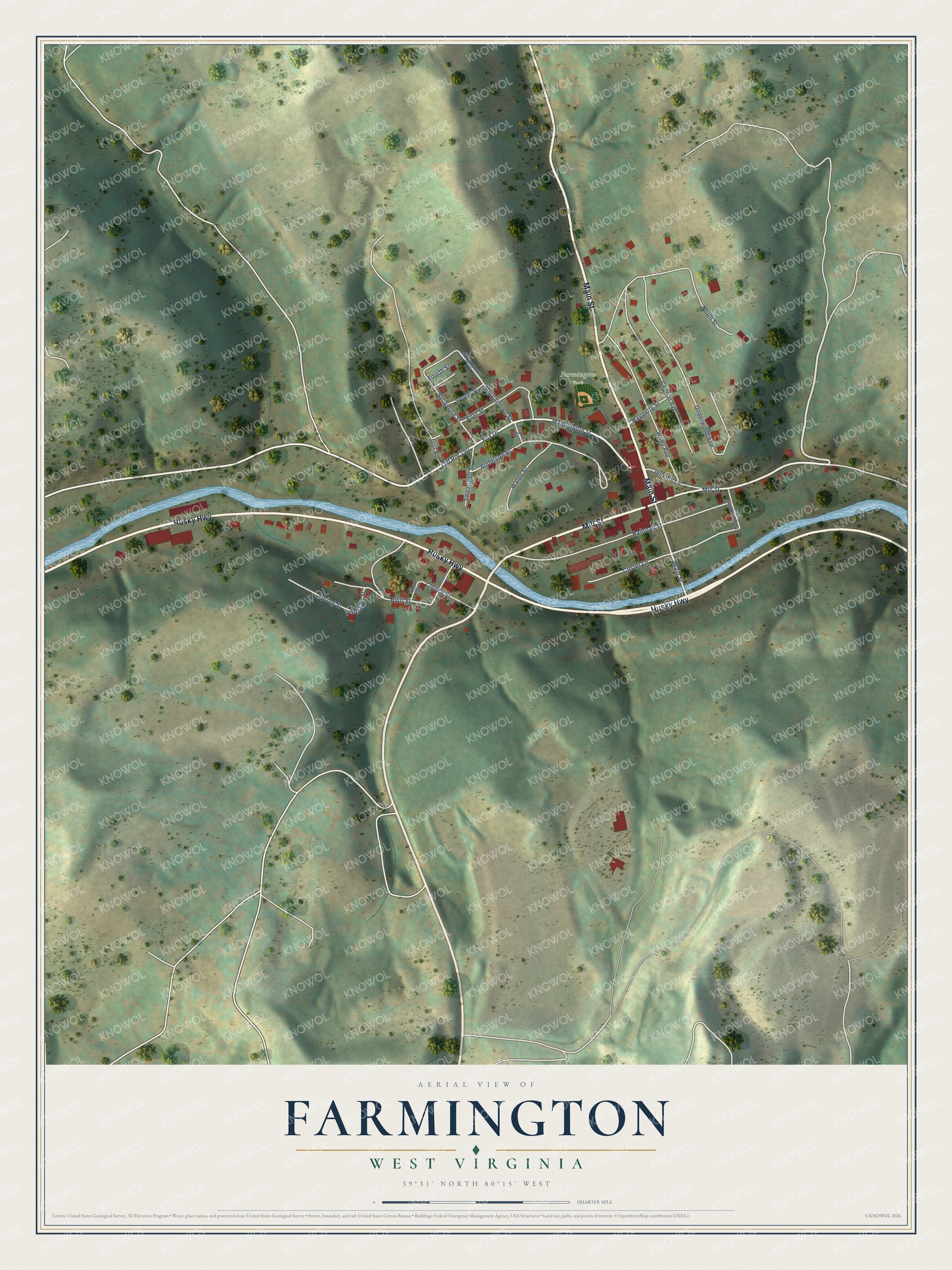 Watermarked full-map preview of Farmington, West Virginia
