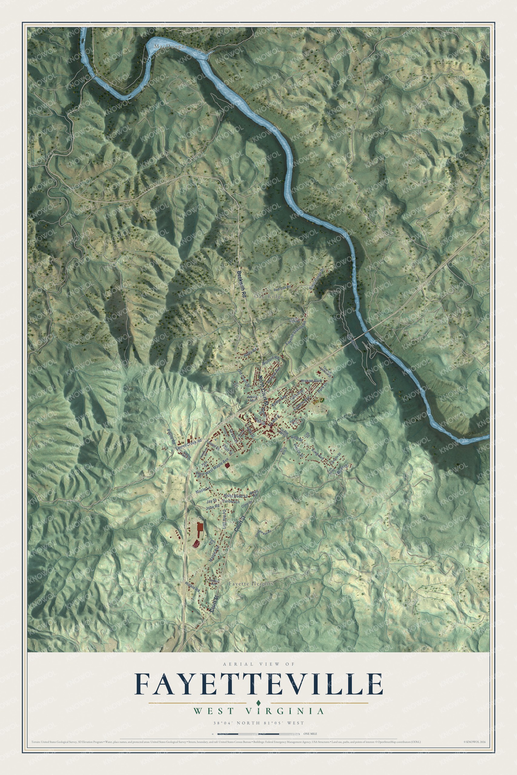 Watermarked full-map preview of Fayetteville, West Virginia