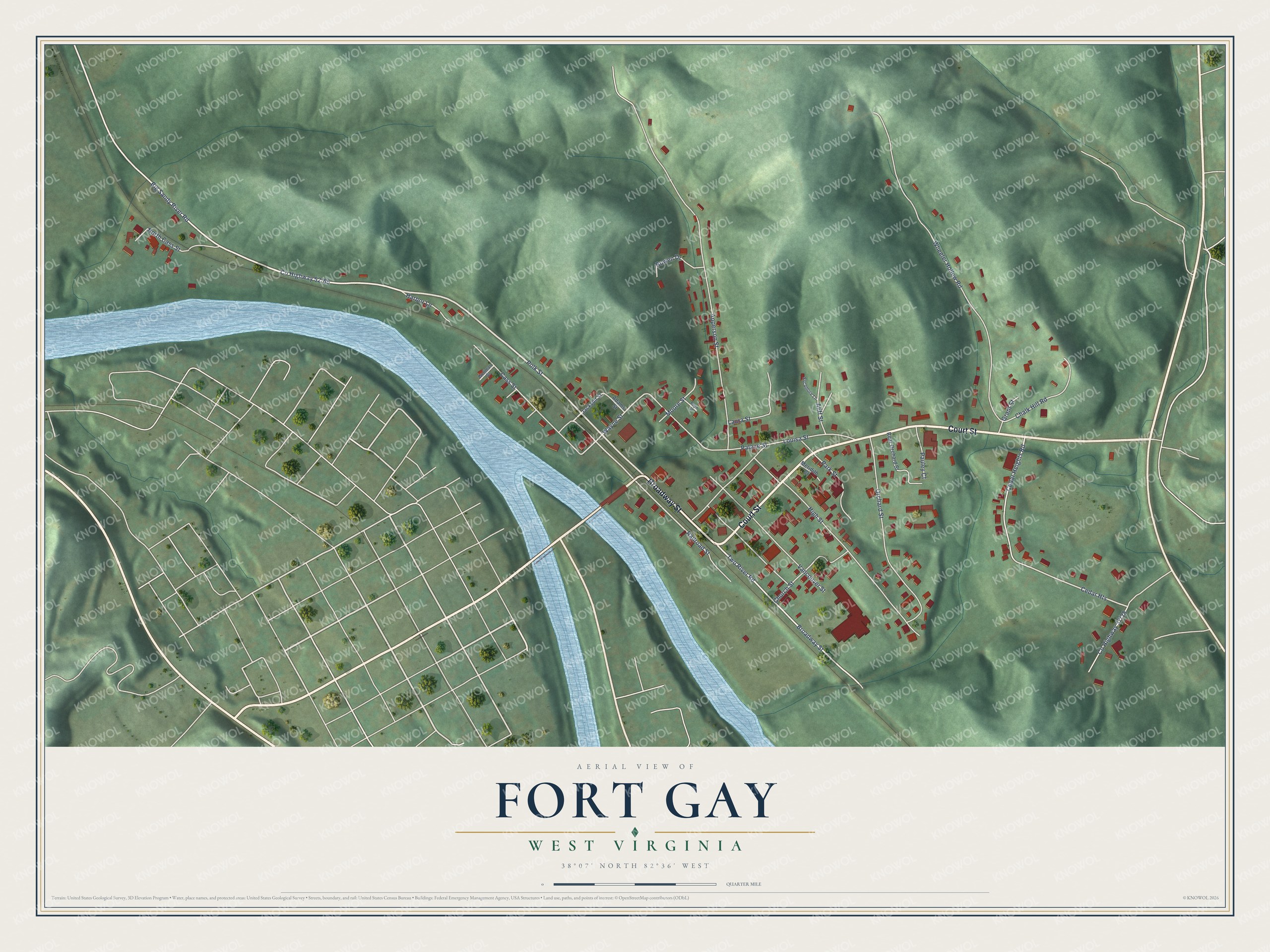 Watermarked full-map preview of Fort Gay, West Virginia