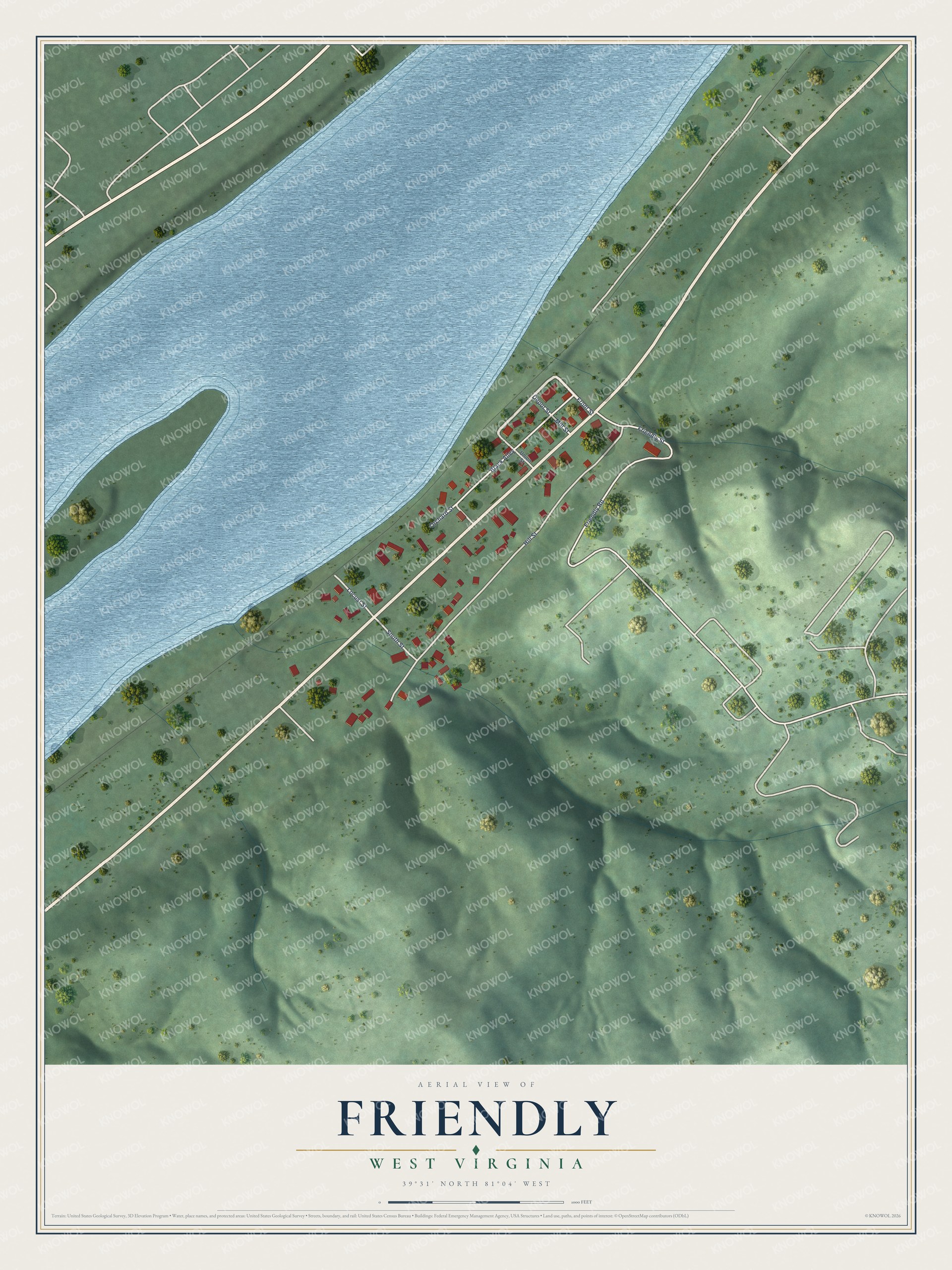 Watermarked full-map preview of Friendly, West Virginia