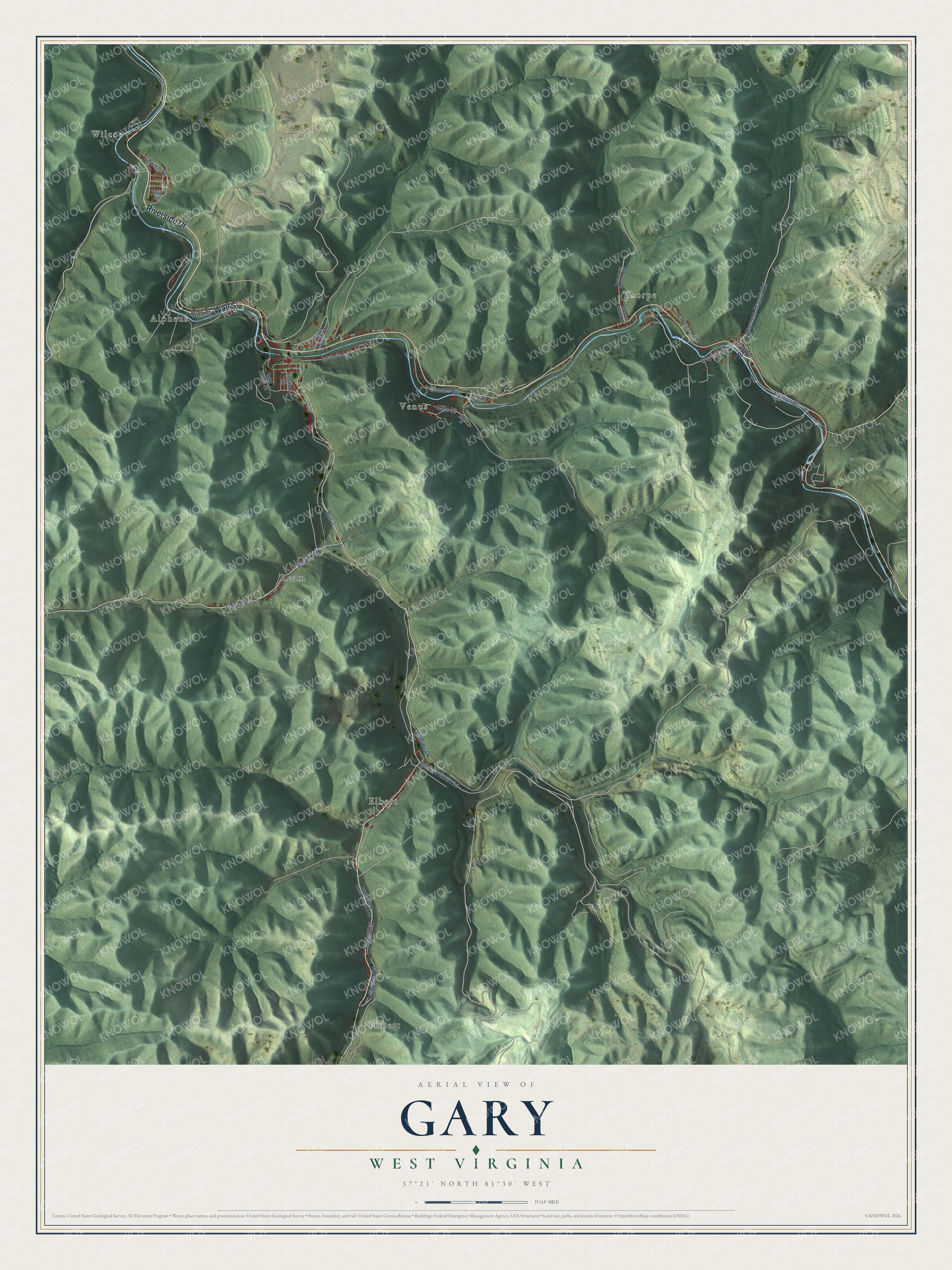 Watermarked full-map preview of Gary, West Virginia