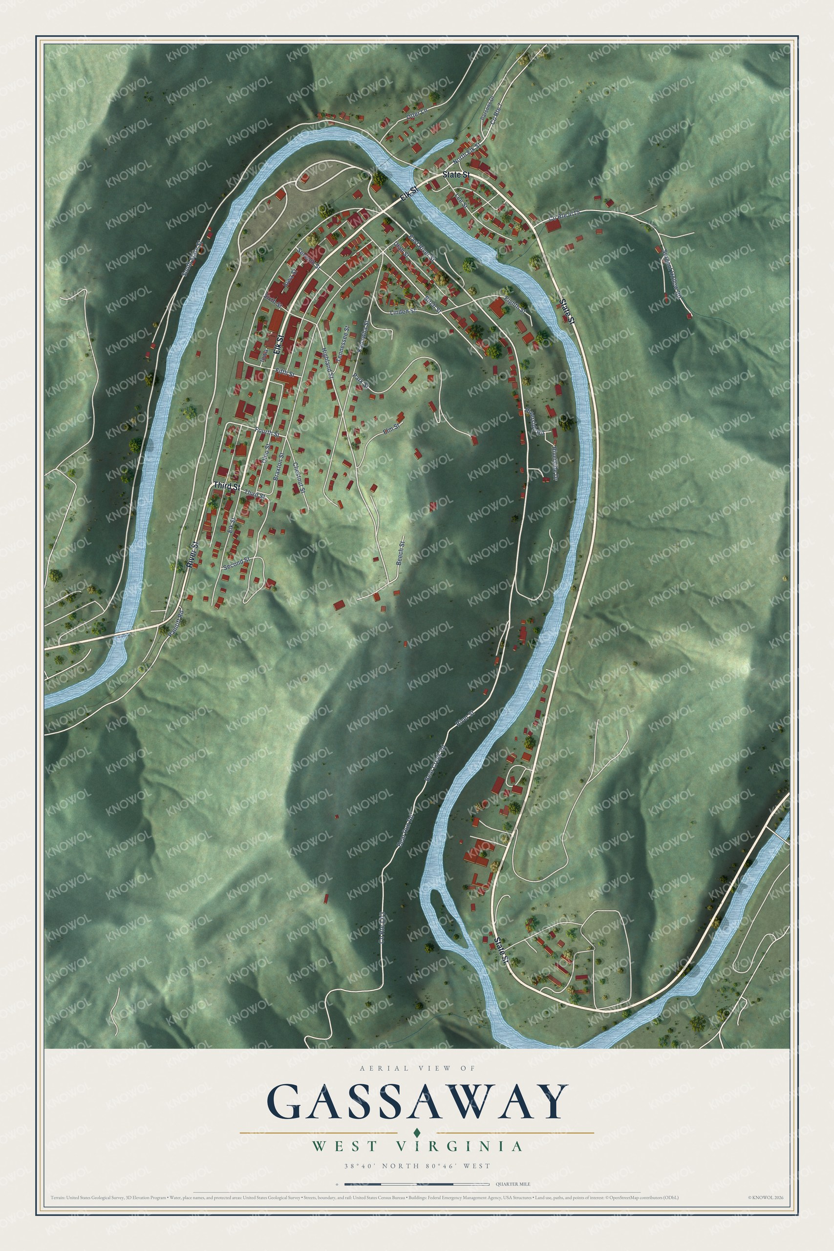 Watermarked full-map preview of Gassaway, West Virginia